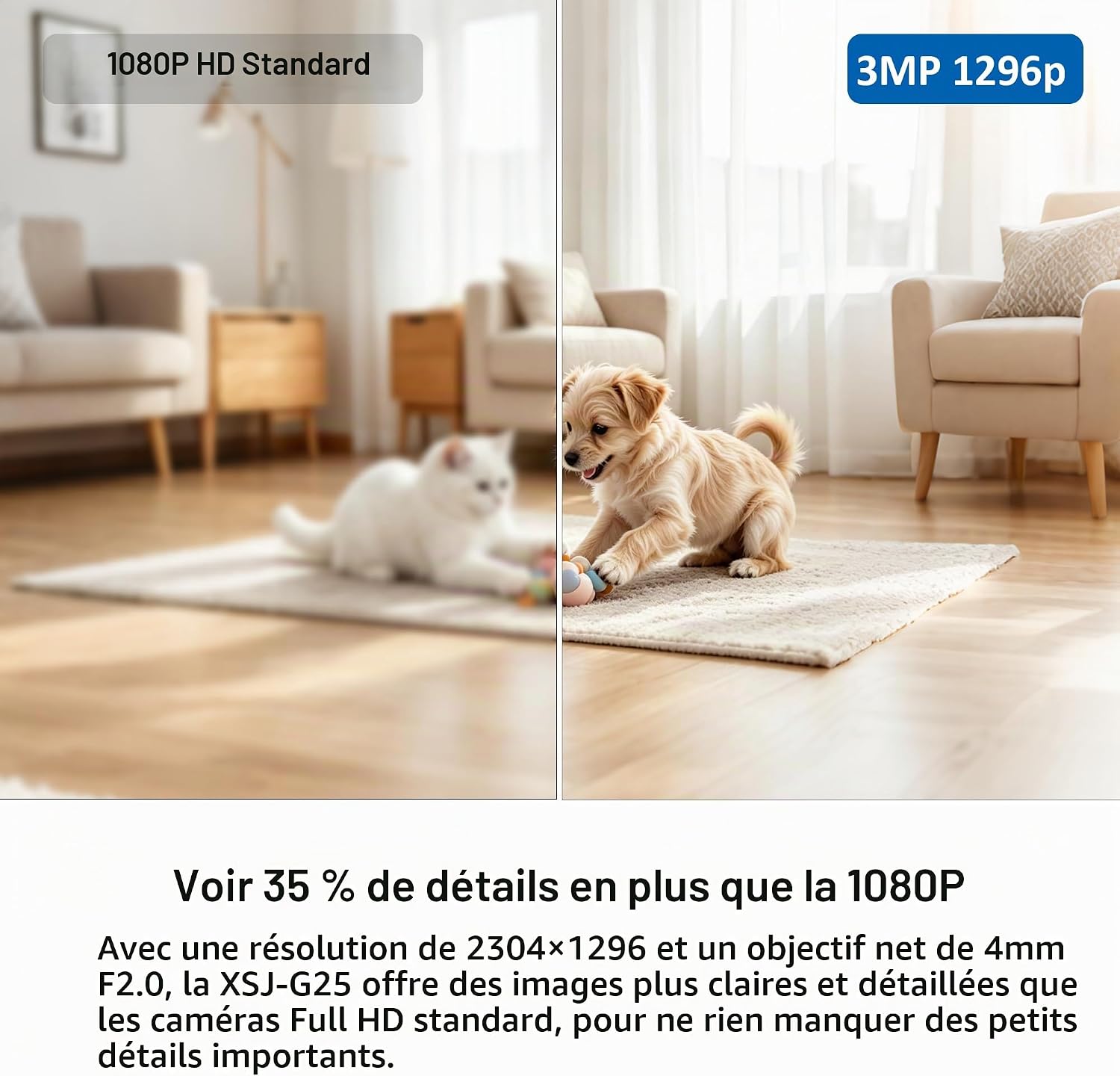 Detalle de ONNO XSJ-G25 beveiligingscamera voor binnen, 3 MP en draaibaar