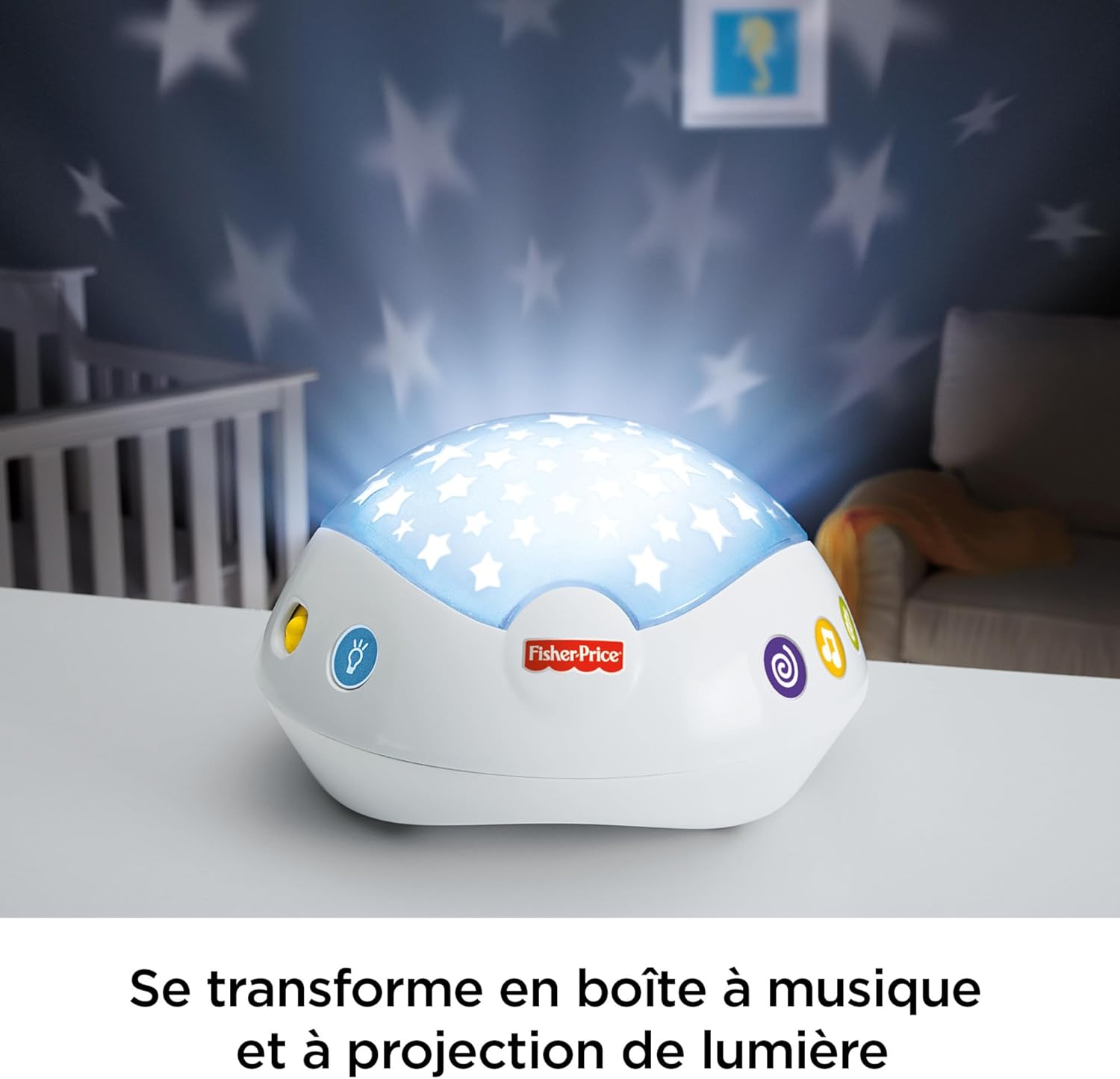 Detalle 2 de Fisher-Price Mobile Doux Rêves Papillon avec veilleuse à projection et 3 modes audio (0 à 5 mois) – CDN41