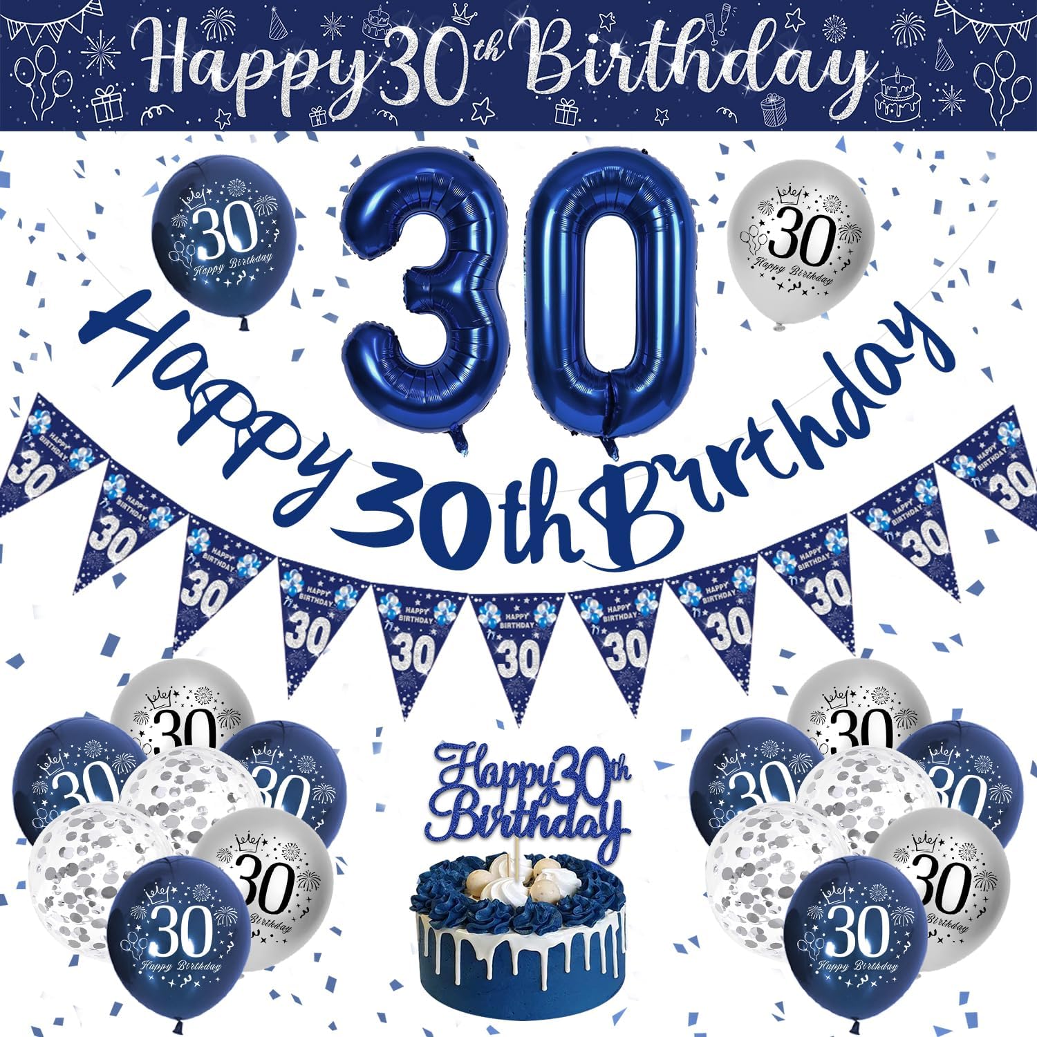 VICTERR 30th Birthday Banner with Balloons 🎈