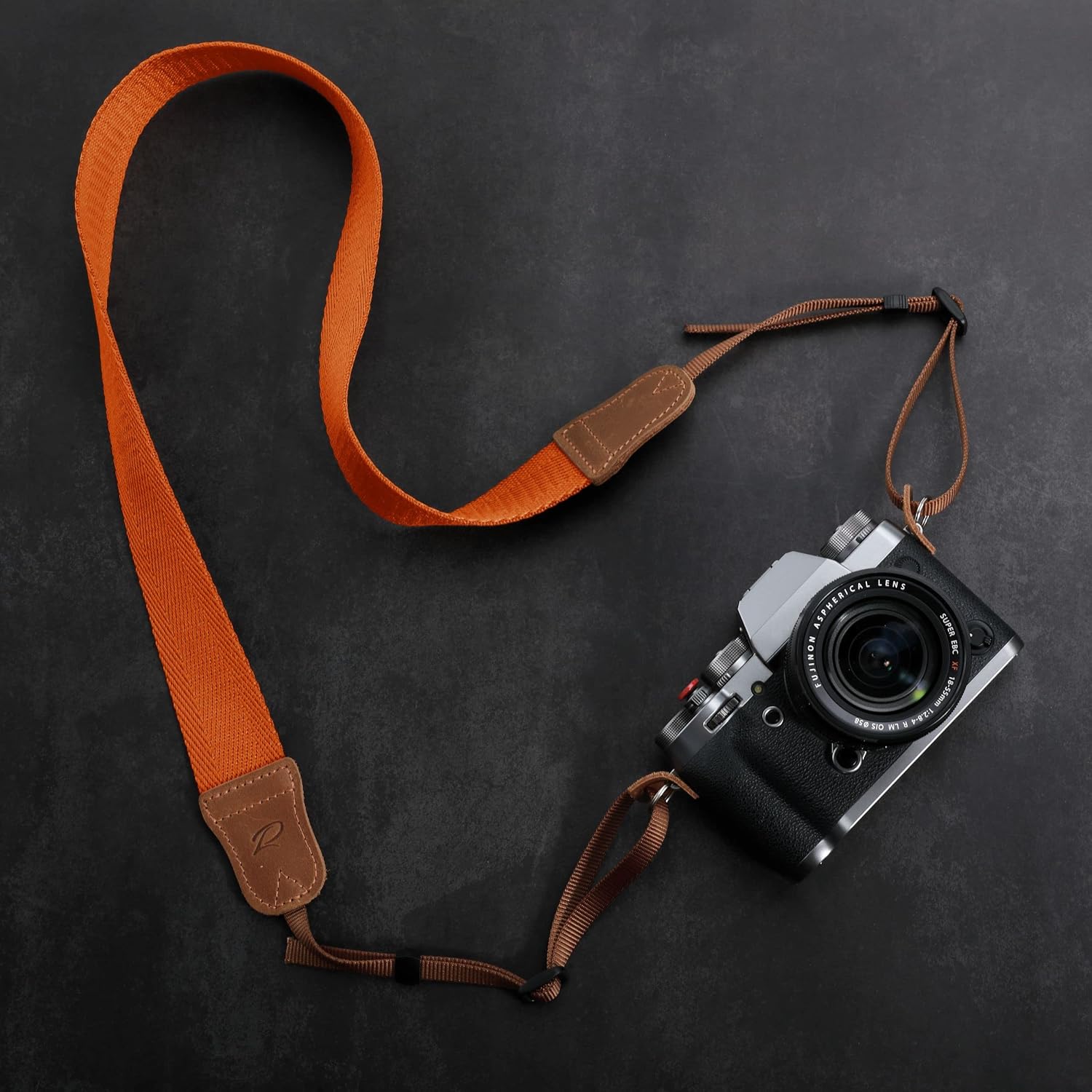 Thumbnail 4 de Padwa Lifestyle Orange Camera Strap – Double Layer Cowhide Ends, 1.5" Wide Cotton Weave, Adjustable