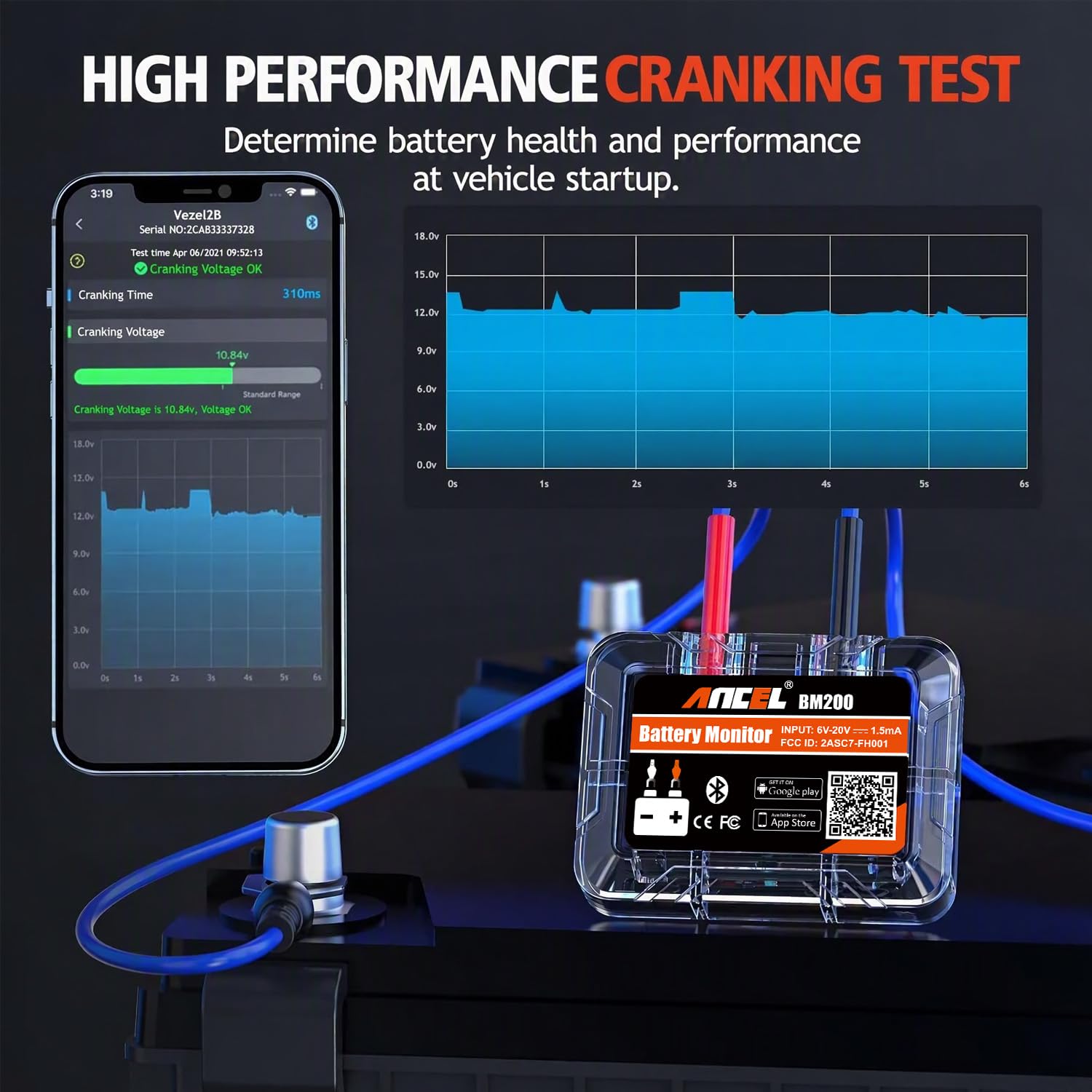 Thumbnail 3 de ANCEL Bluetooth battery monitor, 12V
