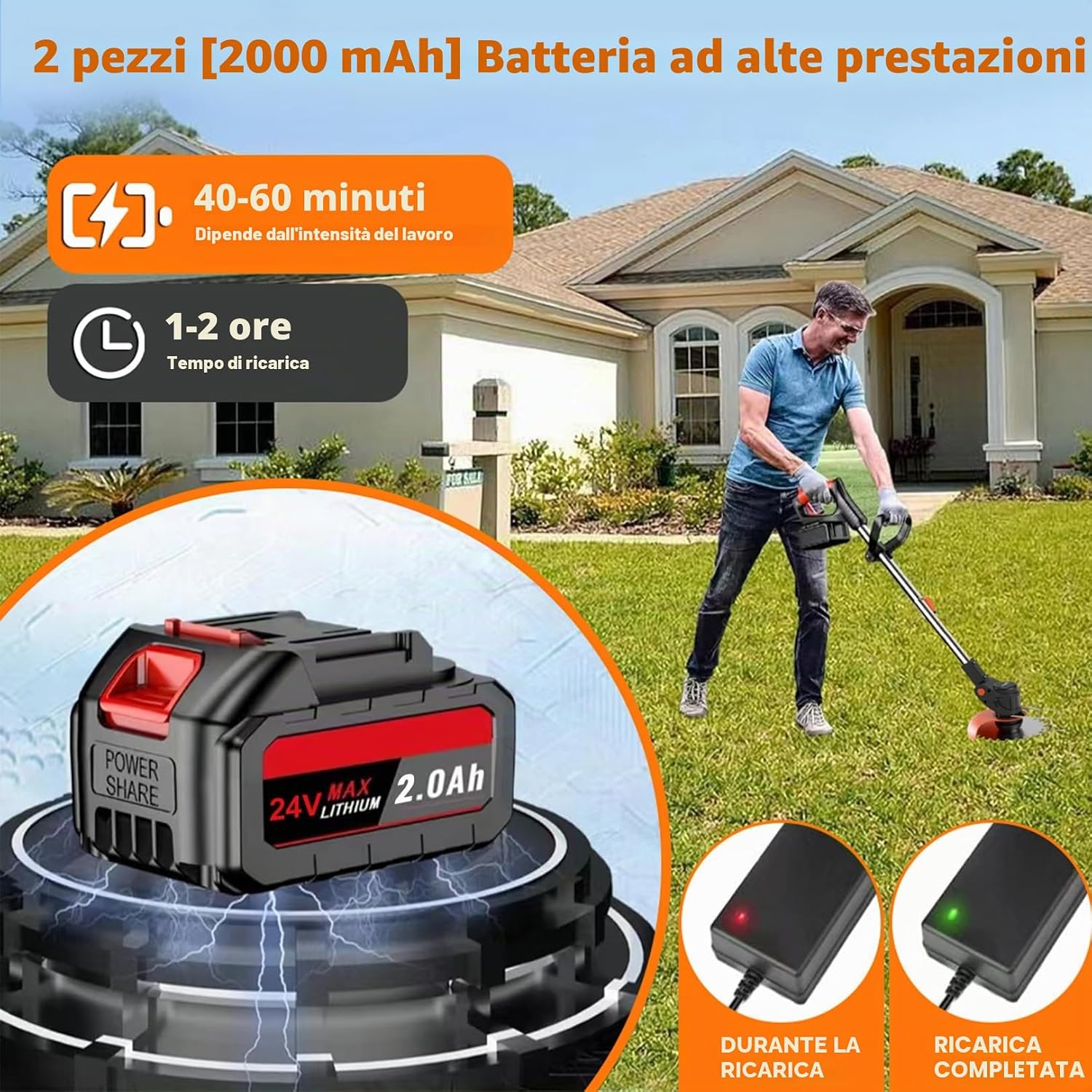 Thumbnail 2 de Decespugliatore a batteria 21V 2000mAh – 3 in 1: potenza, versatilità e comfort per il tuo giardino