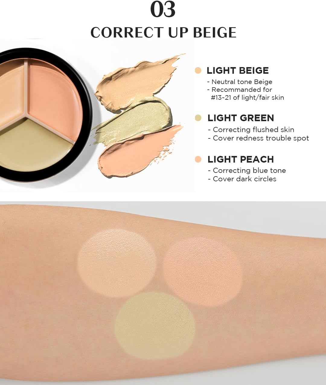 Thumbnail 4 de THESAEM Cover Perfection Triple Pot Concealer 03 Correct Up Beige – Correcteur triplo pour peau claire