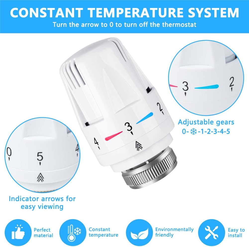 Detalle de Flintronic 2 têtes de radiateur thermostatique avec raccord M30 x 1,5 (pack chauffage collectif)