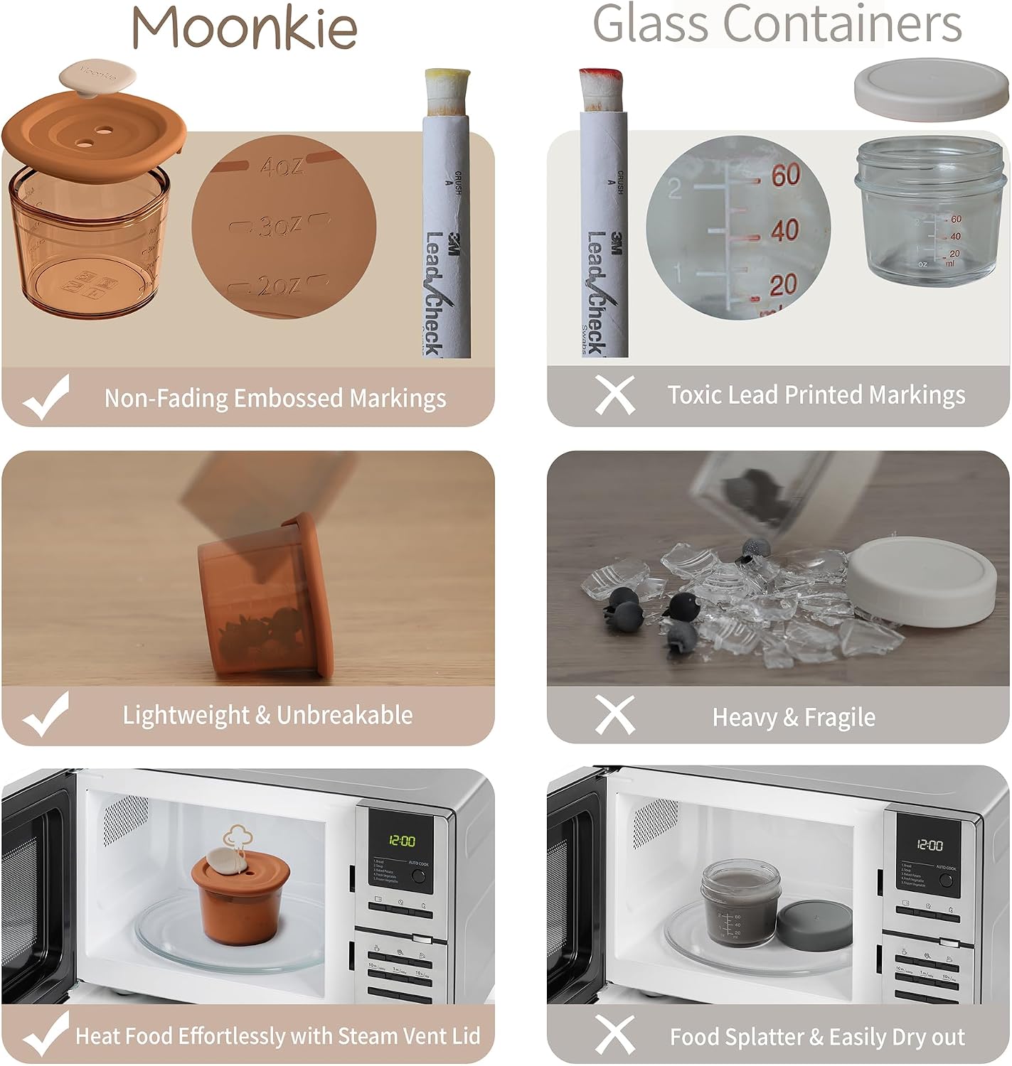 Detalle 2 de Moonkie Silicone Baby Food Storage 120 ml, 6 Pack