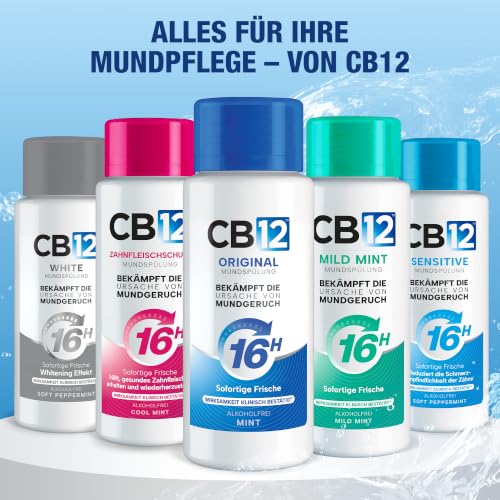 Thumbnail 11 de CB12 White Mundspülung Mint, 500 ml – 12 Stunden frischer Atem, Zähneaufhellung nach 2 Wochen, Fluorid für stärkeren Zahnschmelz