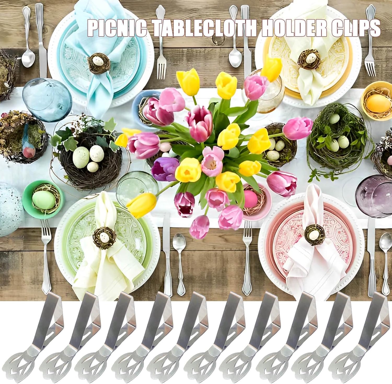 Thumbnail 5 de CUNGLIN Tablecloth Clips 10 Pack (Tulip Shape) for Outdoor Thick Tables