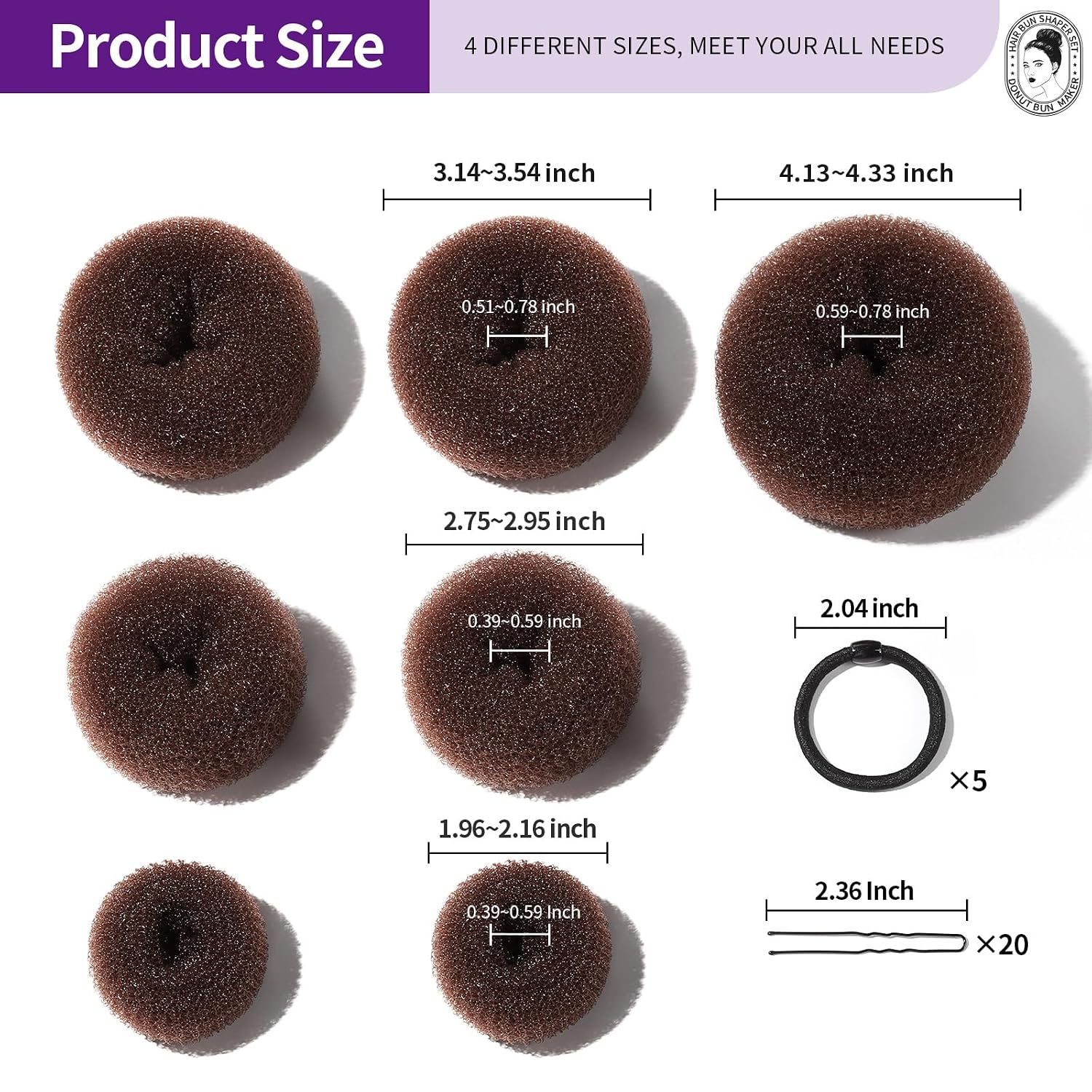 Thumbnail 6 de Teenitor Donut Hair Bun Maker Set 7 Rings