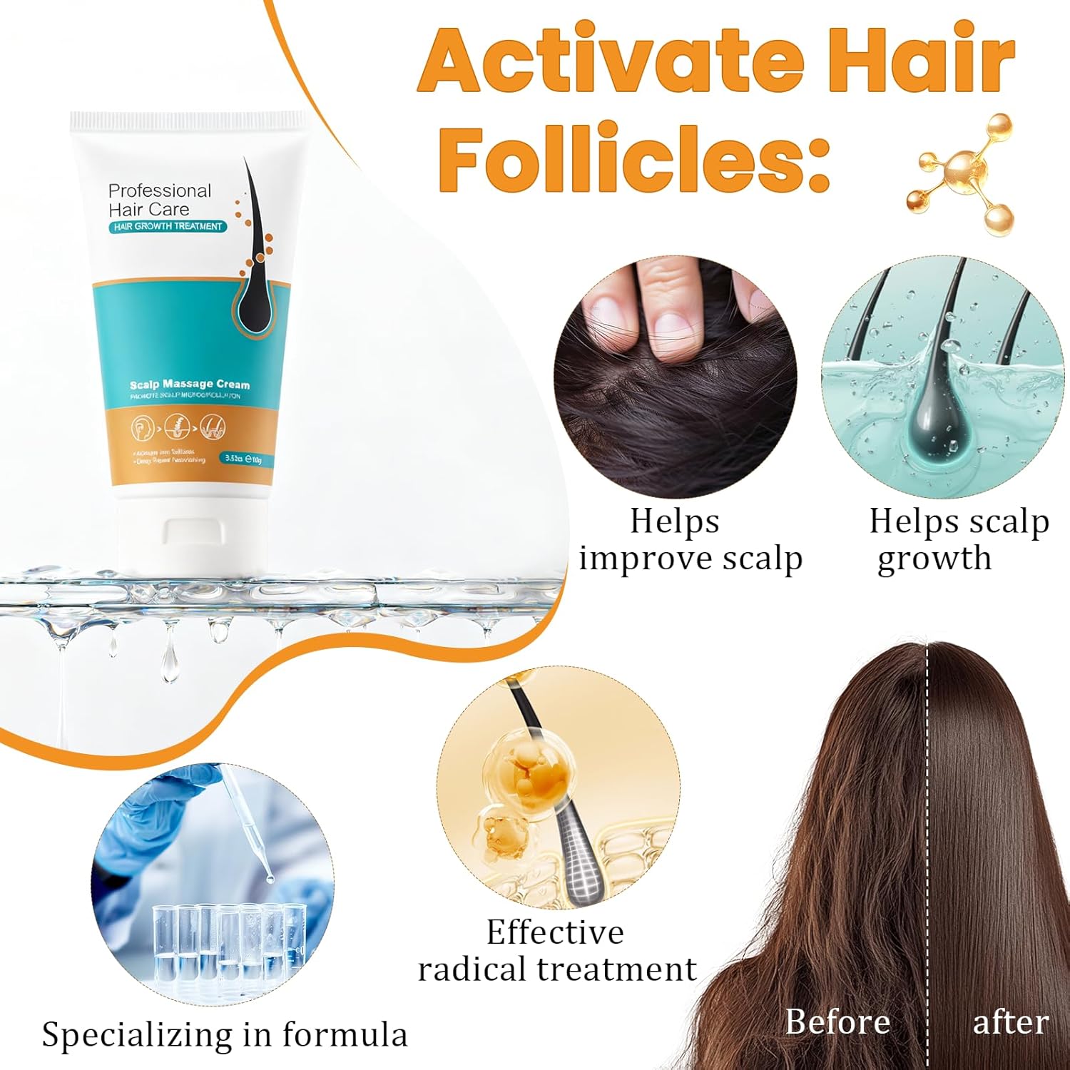 Detalle de 100 g Alopécie Crème de Réparation – Crème de massage du cuir chevelu pour cheveux épaissis