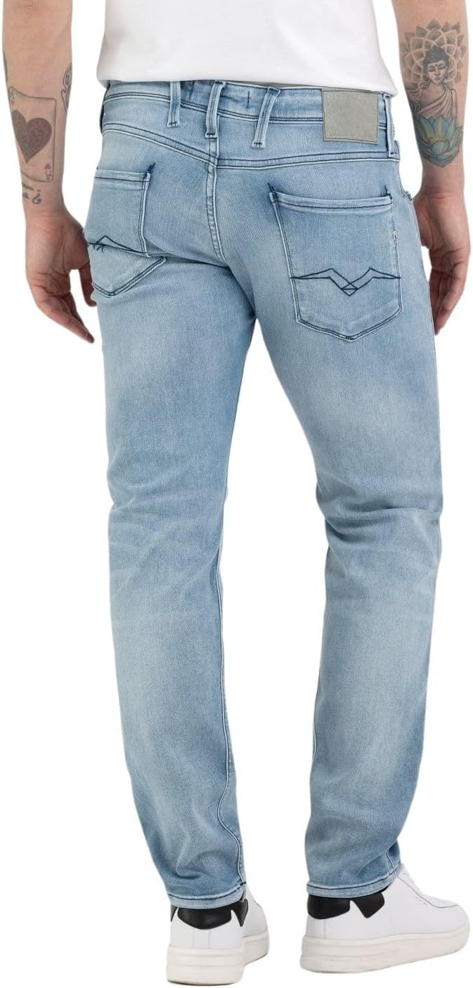 Detalle de Replay Herren Jeans Anbass Hyperflex Colour Xlite – Slim Fit mit Power Stretch