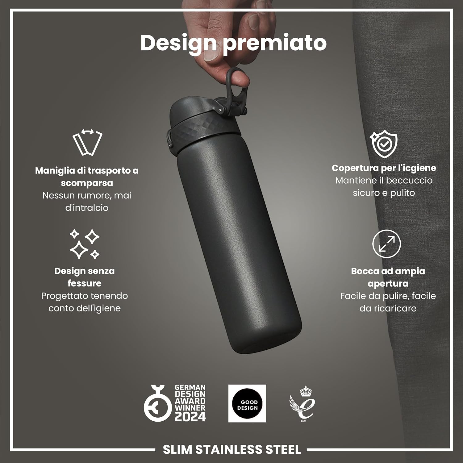 Detalle 2 de ION8 Borraccia in Acciaio Inox Prova di Perdite – Facile da Aprire, Lavabile in lavastoviglie, senza BPA, con maniglia