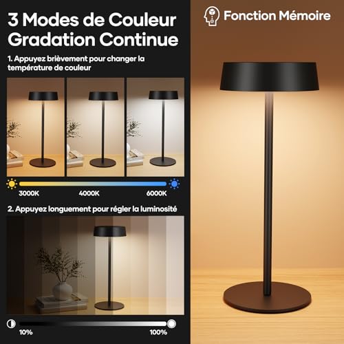 Detalle de Lampe de Table Solaire Extérieur Sans Fil Suright — Rechargeable, USB-C et solaire, IP65