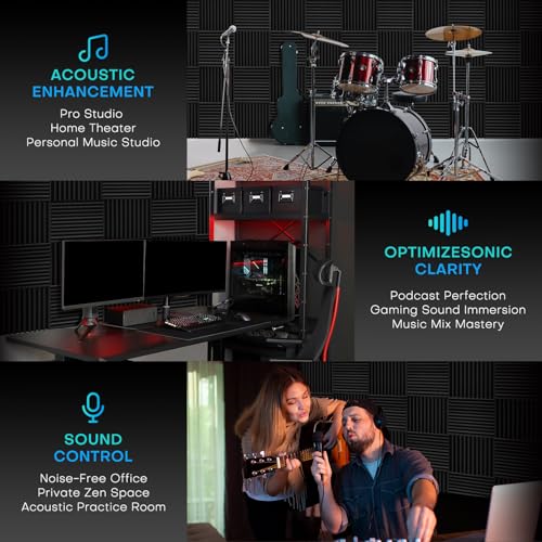 Detalle 2 de Knightsacoustic 48 Pack Acoustic Wall Panels – 1" Thick High-Density Foam for Studios and Offices