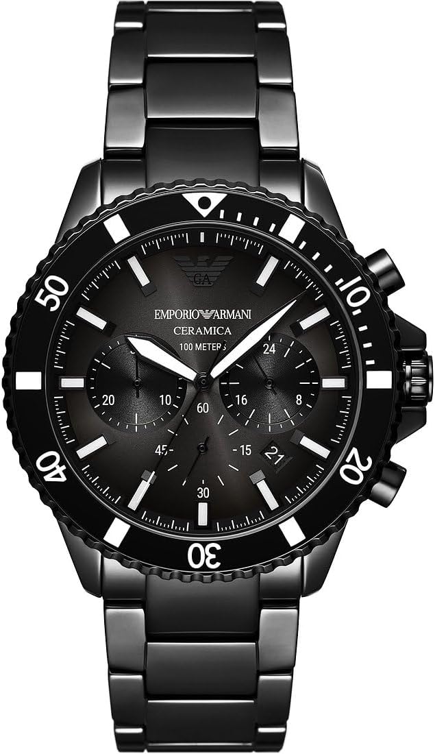 Detalle de Emporio Armani Orologio Uomo, movimento – Cassa in ceramica, cronografo al quarzo