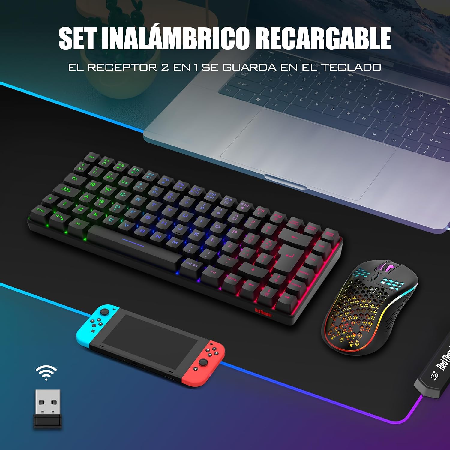 Thumbnail 5 de RedThunder Teclado Gaming Inalámbrico 75% Retroilum. RGB🖥