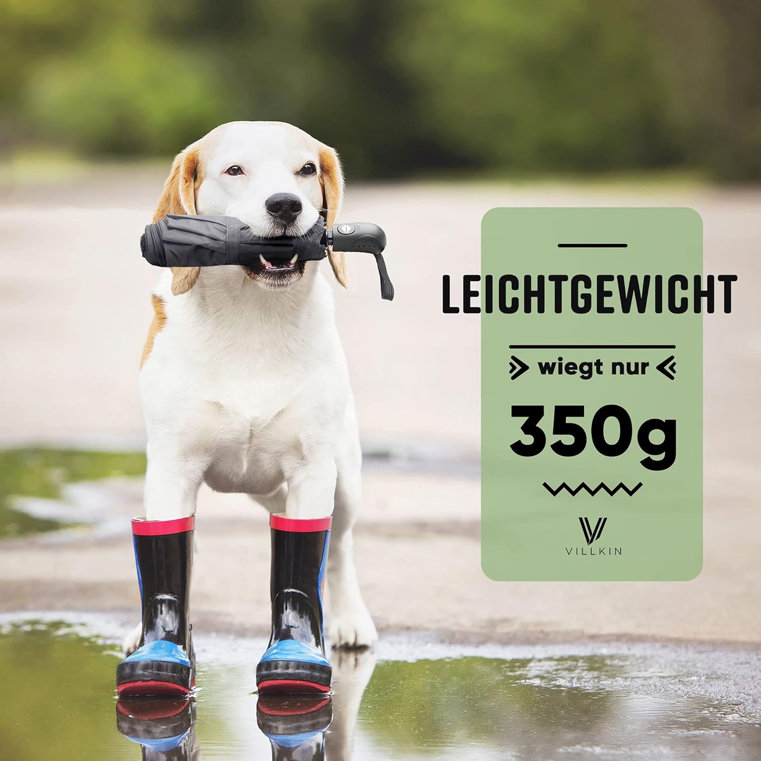 Thumbnail 3 de Villkin Regenschirm sturmfest mit Auf-Zu-Automatik – winddichter Taschenschirm (schwarz, 107 cm breit)
