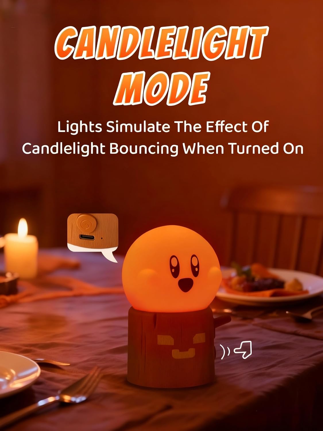 Detalle de IHALO Luce Notturna Bambini Stump Ghost: lampada LED dimmerabile, ricaricabile e touch per la cameretta