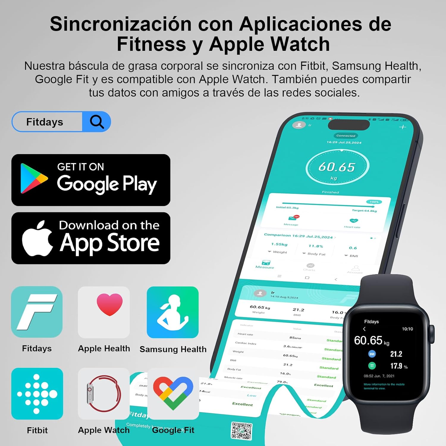 Thumbnail 5 de Healthkeep Báscula Digital con 15 Datos Corporales y Pantalla Grande 🩺