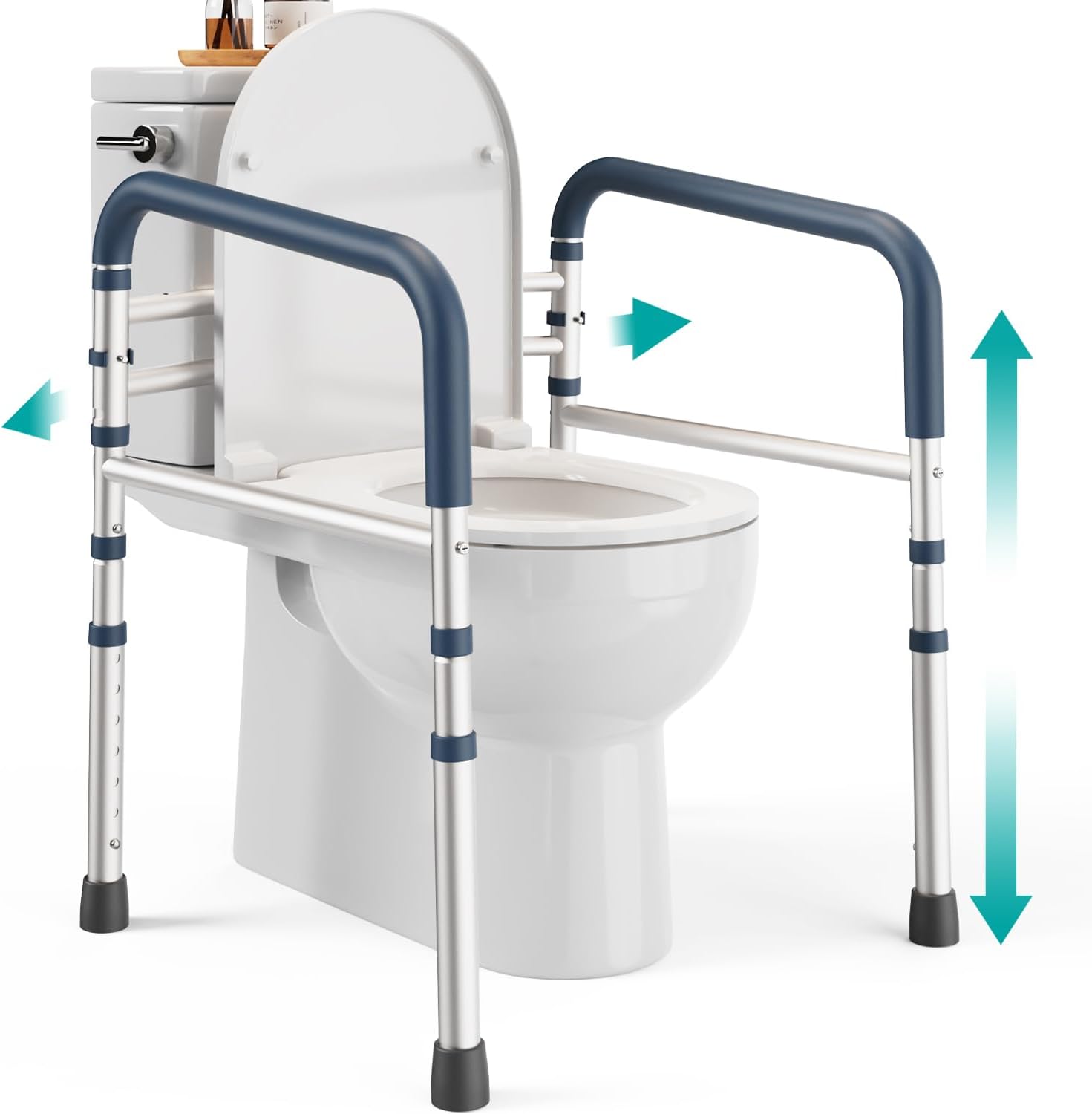 Detalle de PELEGON Toilet Safety Rails (350 lb): Adjustable Safety Frame & Rails for Elderly and Disabled