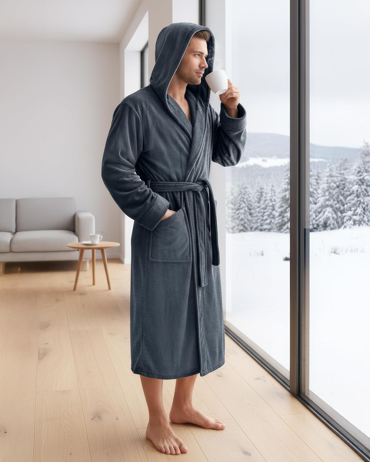 Thumbnail 4 de NY Threads Herren-Bademantel mit Kapuze aus Fleece (Herren)