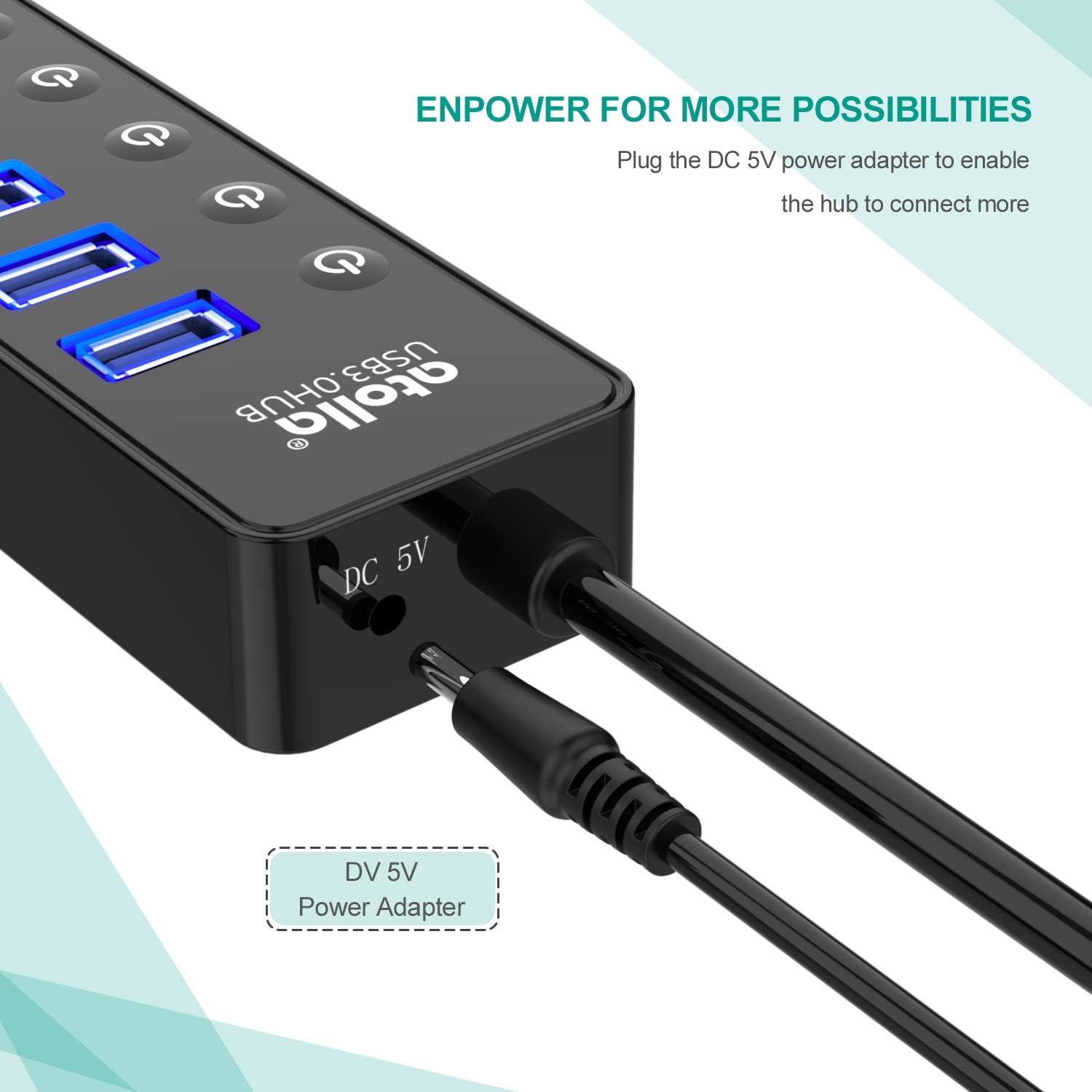 Thumbnail 3 de atolla Powered USB 3.0 Hub 7‑port with 20W power adapter 📱