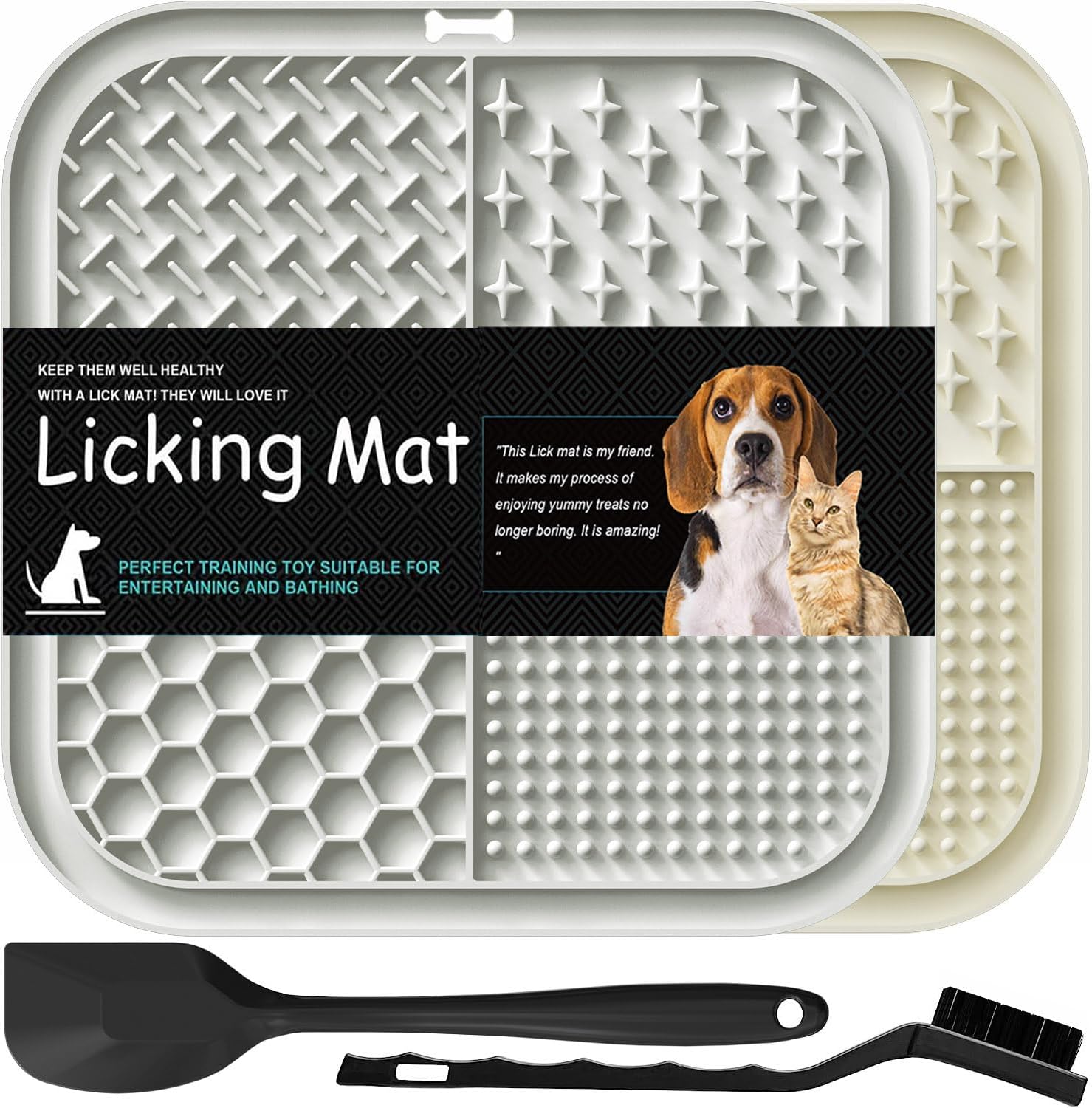 Thumbnail 6 de Lesipee Leckmatte Hund (2 Stück) mit Silikonspatel und Bürste – Schleckmatte gegen Stress & Langeweile