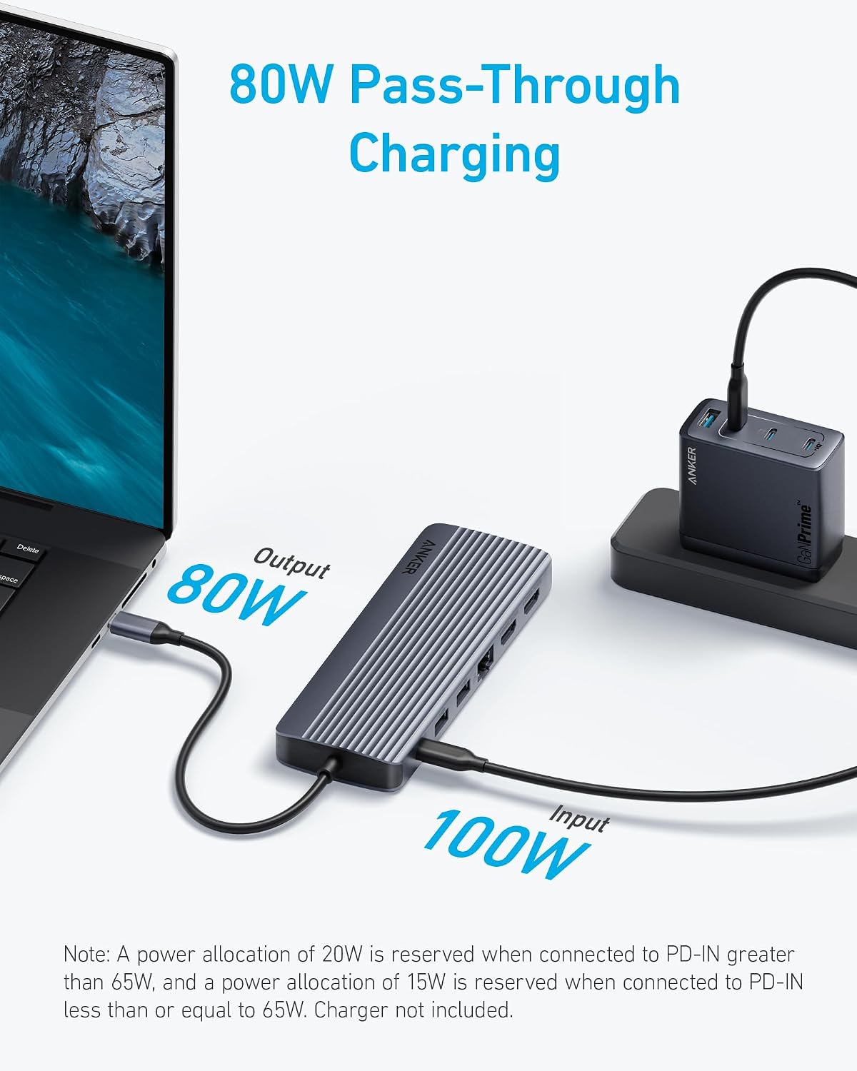 Detalle de Anker USB-C Hub 14-in-1 Triple Display med HDMI, VGA och 80 W laddning