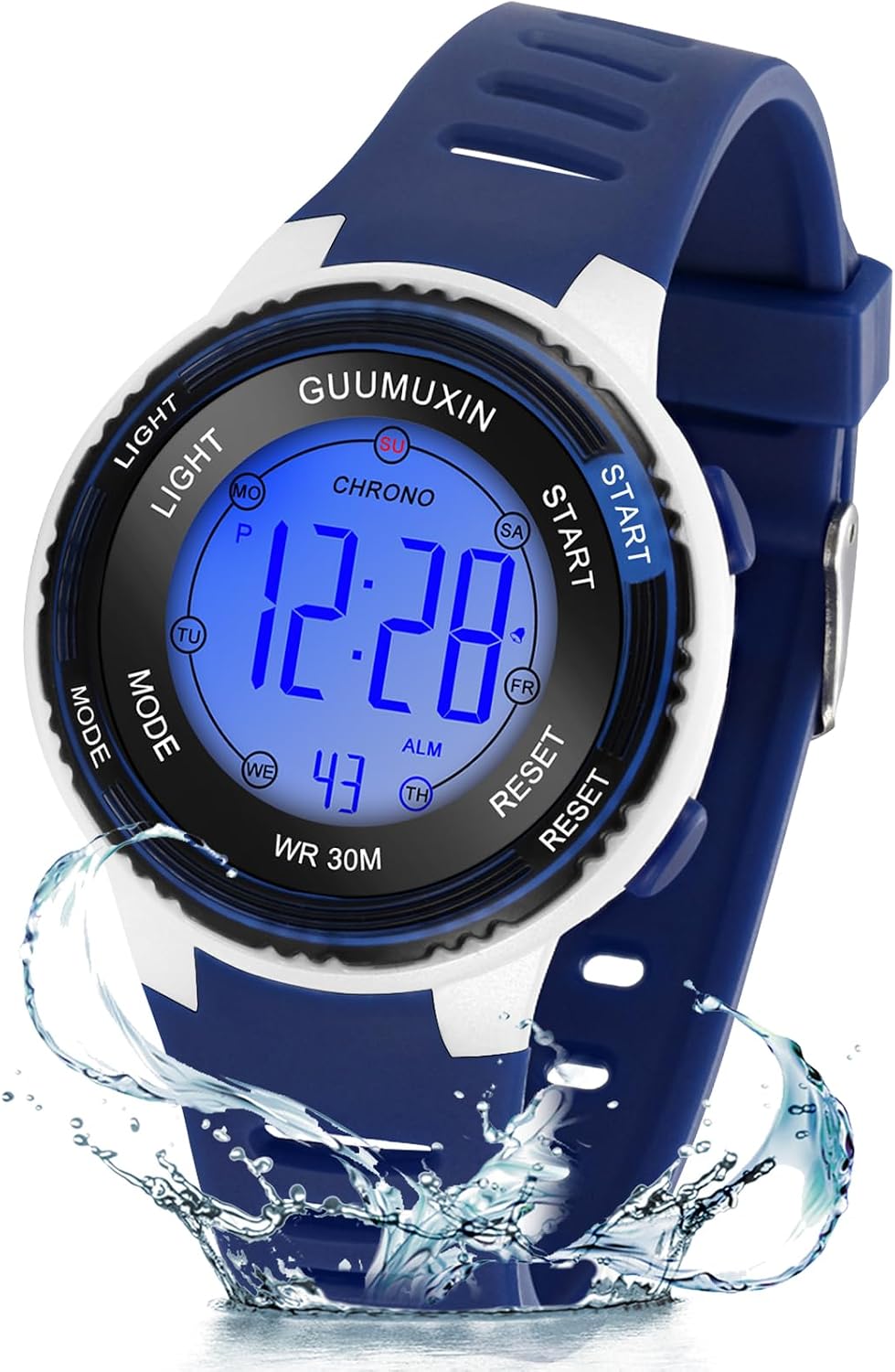 GUUMUXIN Reloj Digital para Niños con 7 Luces de Colores y Pantalla Acrílica