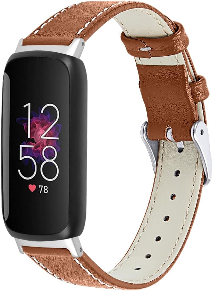 Thumbnail 5 de 12mm Fine Genuine Leather Replacement Watch Strap for Fitbit Inspire 2/Inspire 3 – Slim, Lightweight and Soft