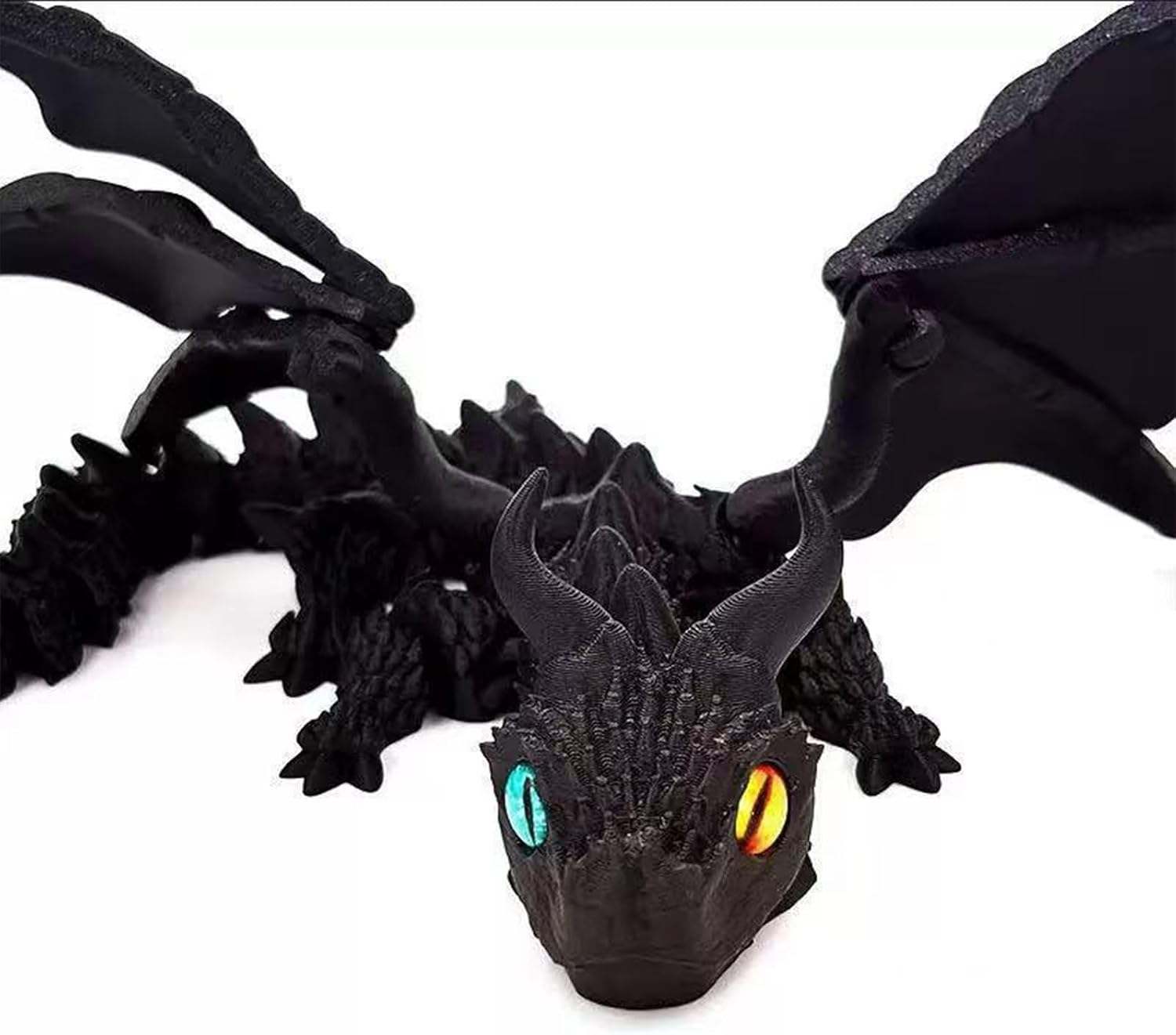 Detalle 2 de Afufu 11.8 Inches 3D Printed Dragon – Articulated Black Dragon for Desk Decor and Stress Relief