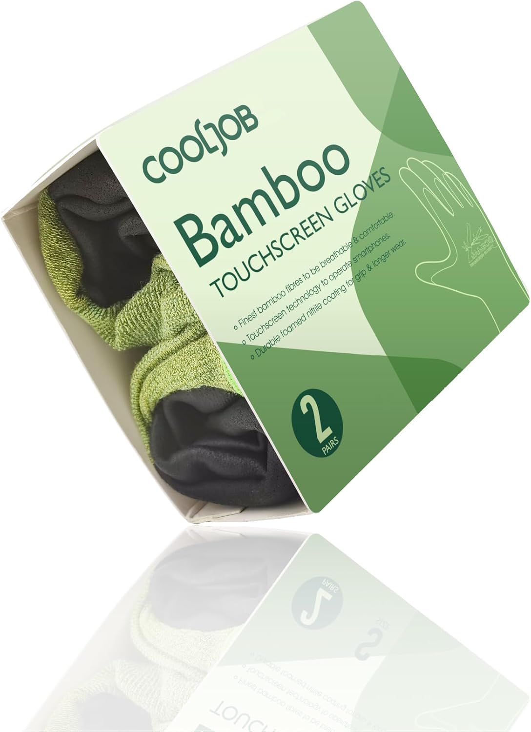 Thumbnail 1 de COOLJOB Bamboo Gardening Gloves with Nitrile Coating & Touchscreen (2 Pairs) – Green, Medium