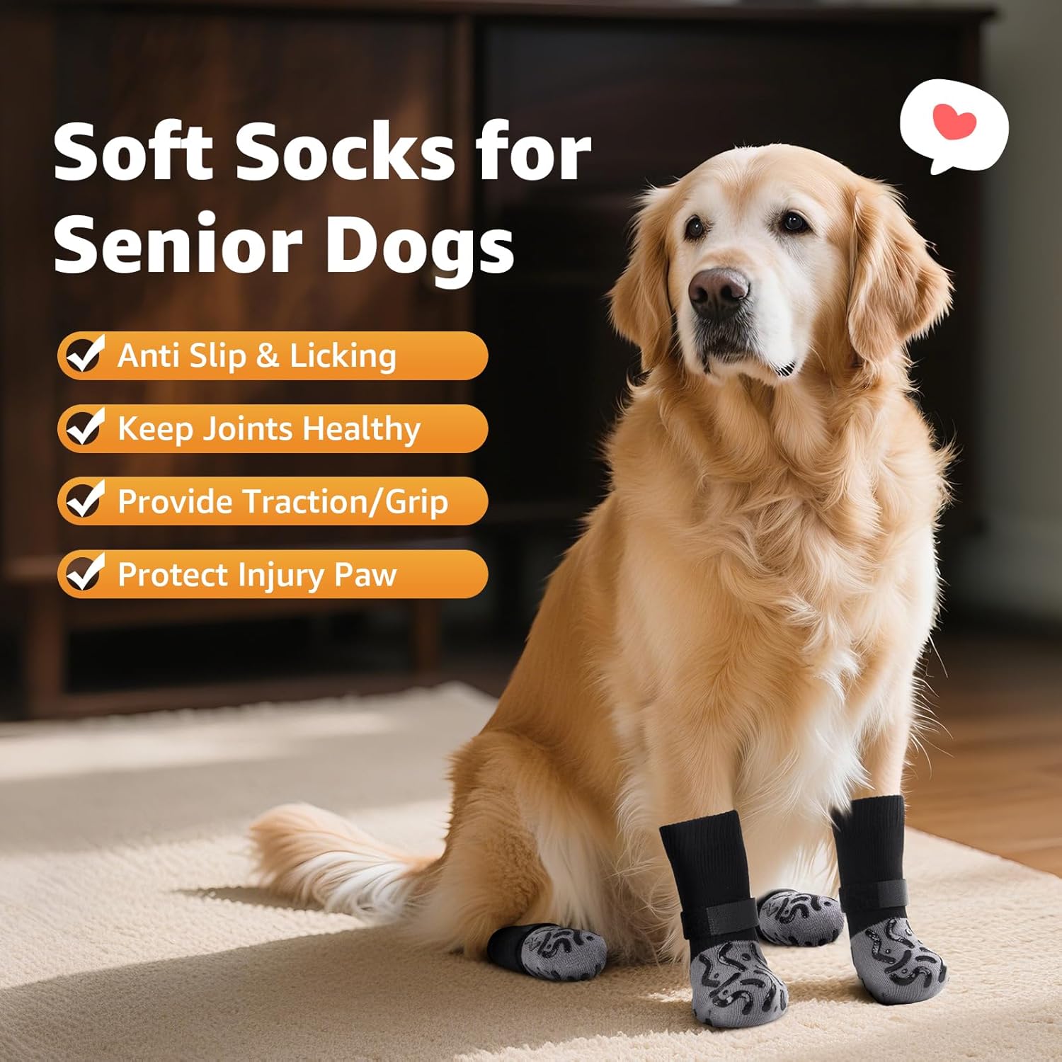 Thumbnail 6 de 2 Pairs Dog Socks with Grips (Paws Stop Licking) – Anti-slip adjustable paw protectors, Size L