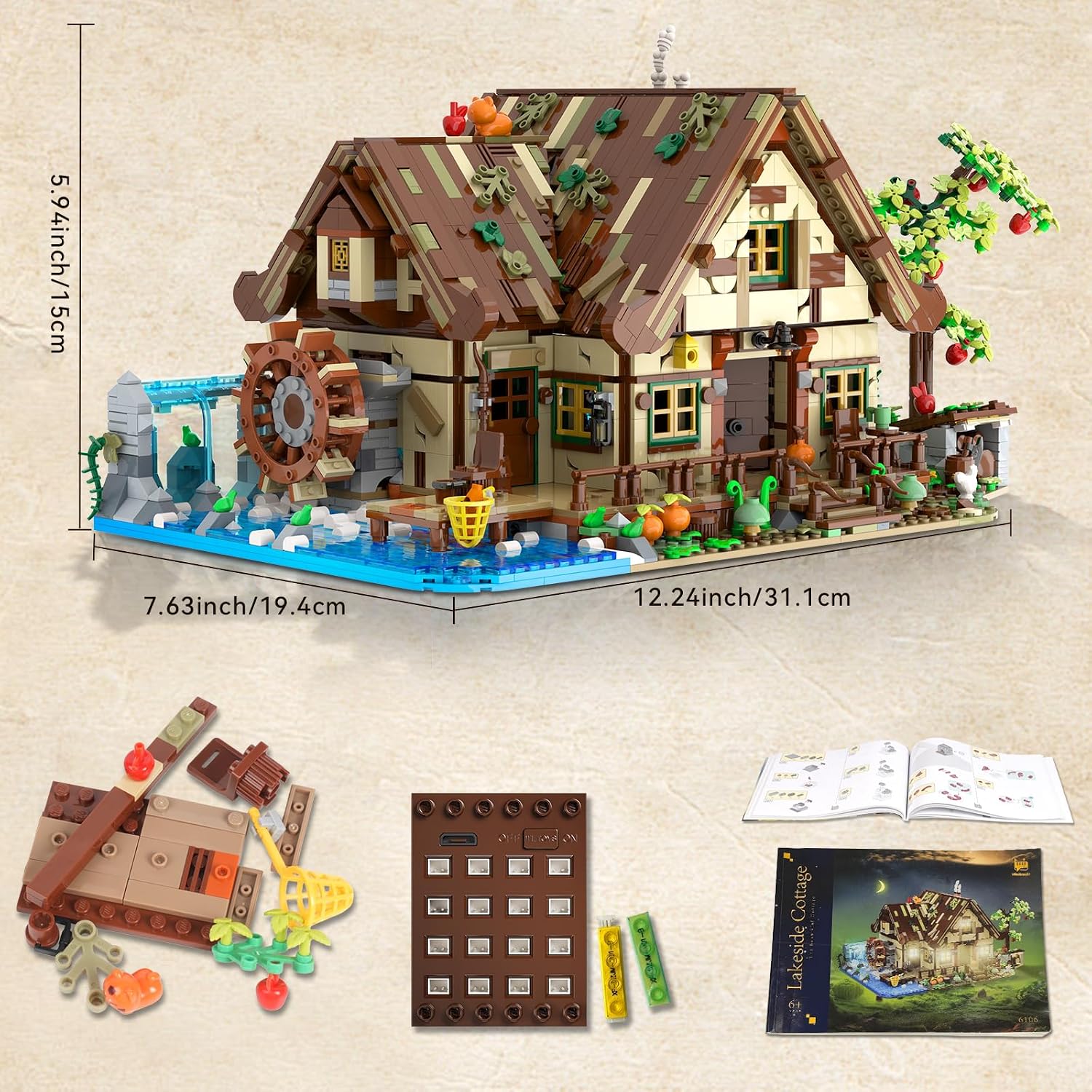 Thumbnail 5 de INSOON Wood Cabin Building Set with Light