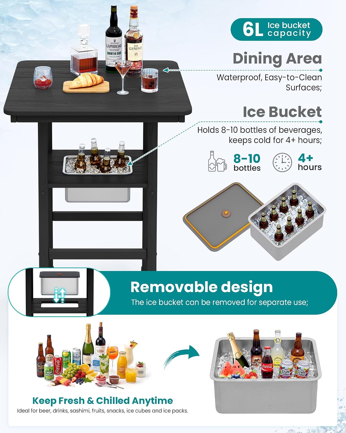 Detalle de SERWALL Outdoor Bar Set, HDPE