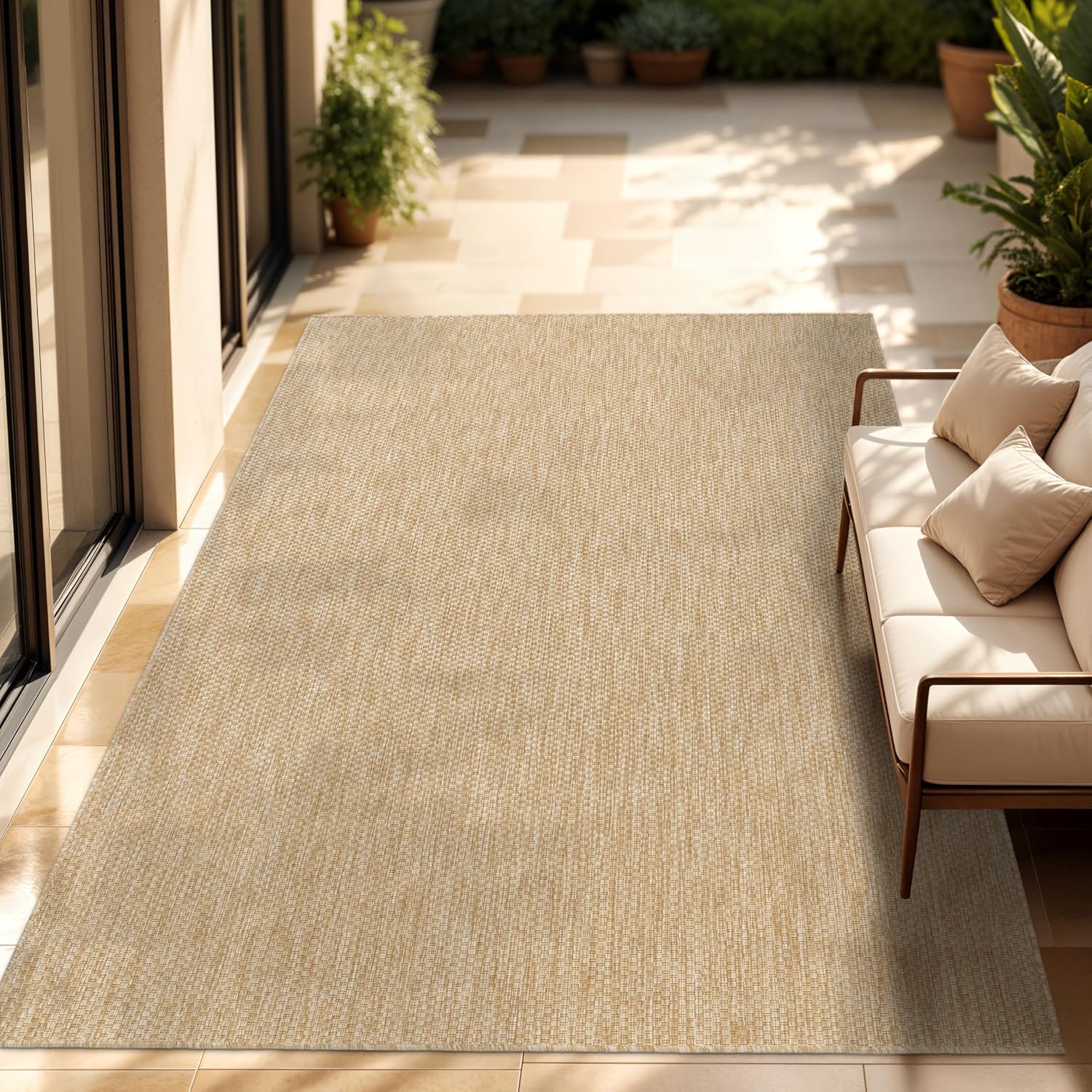 Detalle de Paco Home Outdoor Teppich Flachgewebe in Sisaloptik, Natur meliert, 160x220 cm