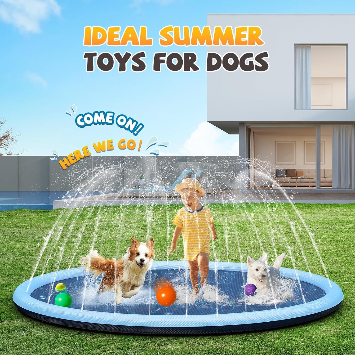 Thumbnail 3 de Tosekry Splash Pad für Kinder & Hunde (200 cm) mit Antirutschfunktion – Outdoor-Wassersprinkler fürs Planschvergnügen