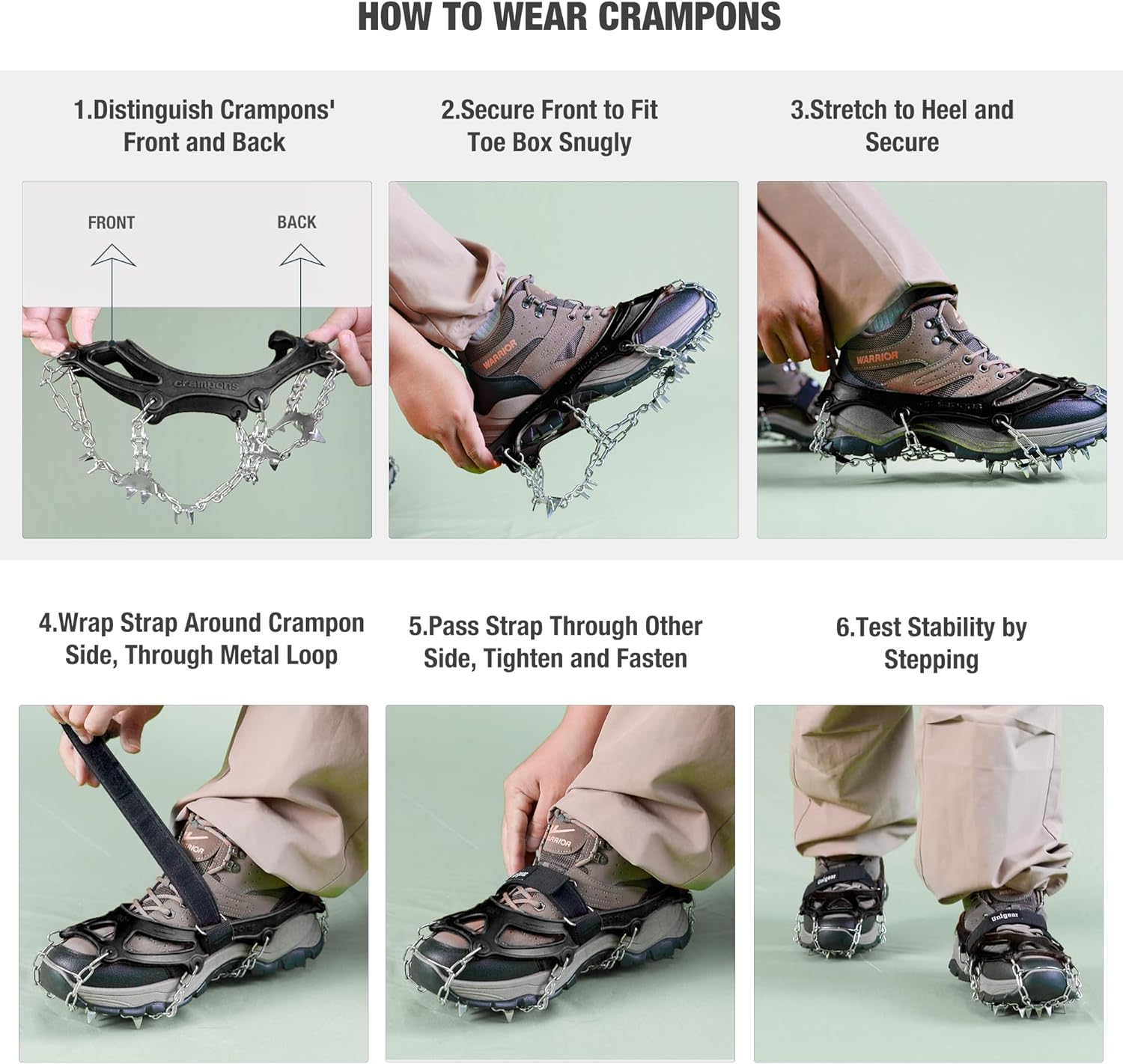 Thumbnail 4 de Unigear Crampons 24 spikes for hiking boots