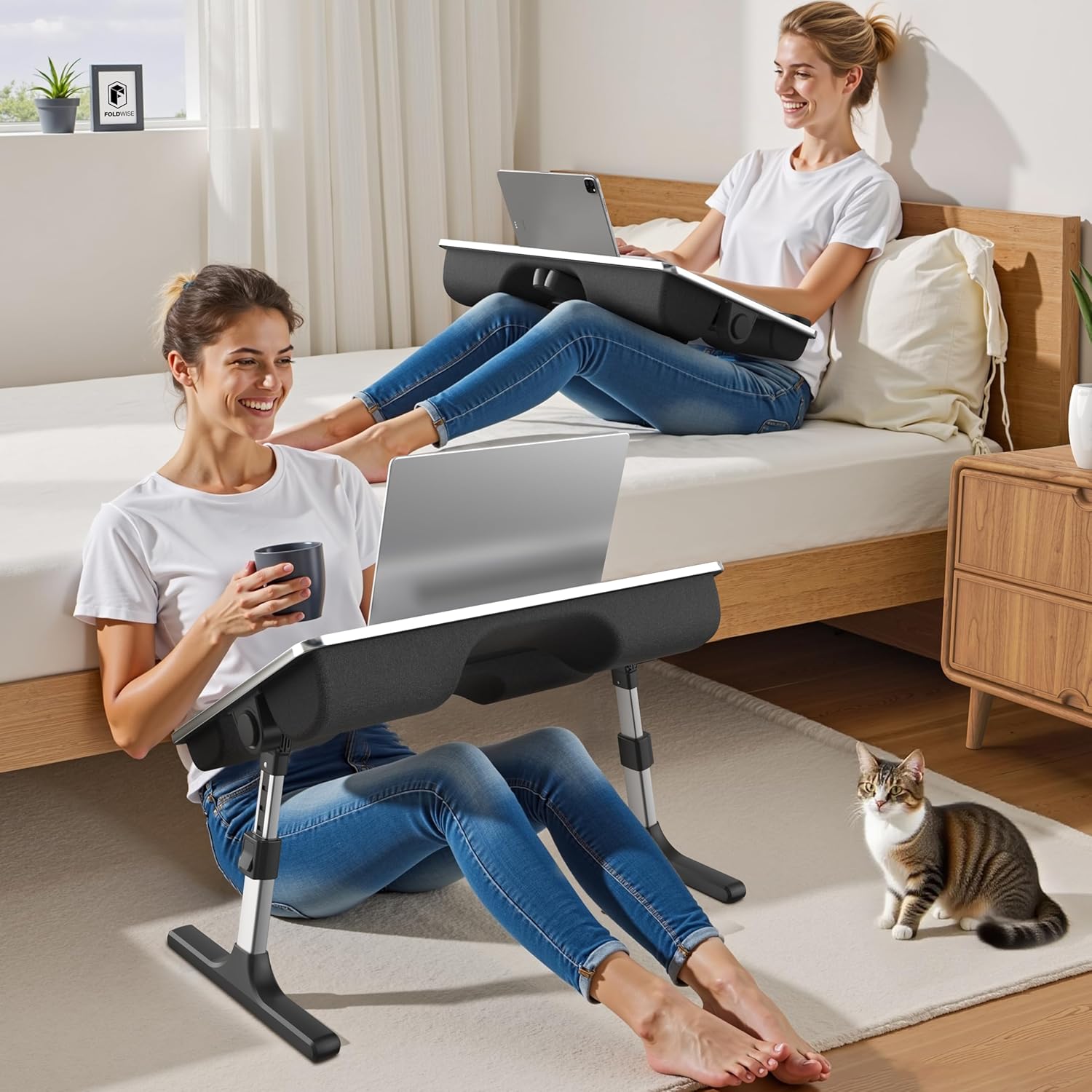 Detalle 1 de FoldWise 2-in-1 Bed Table & Lap Desk 28.3–39.8 cm