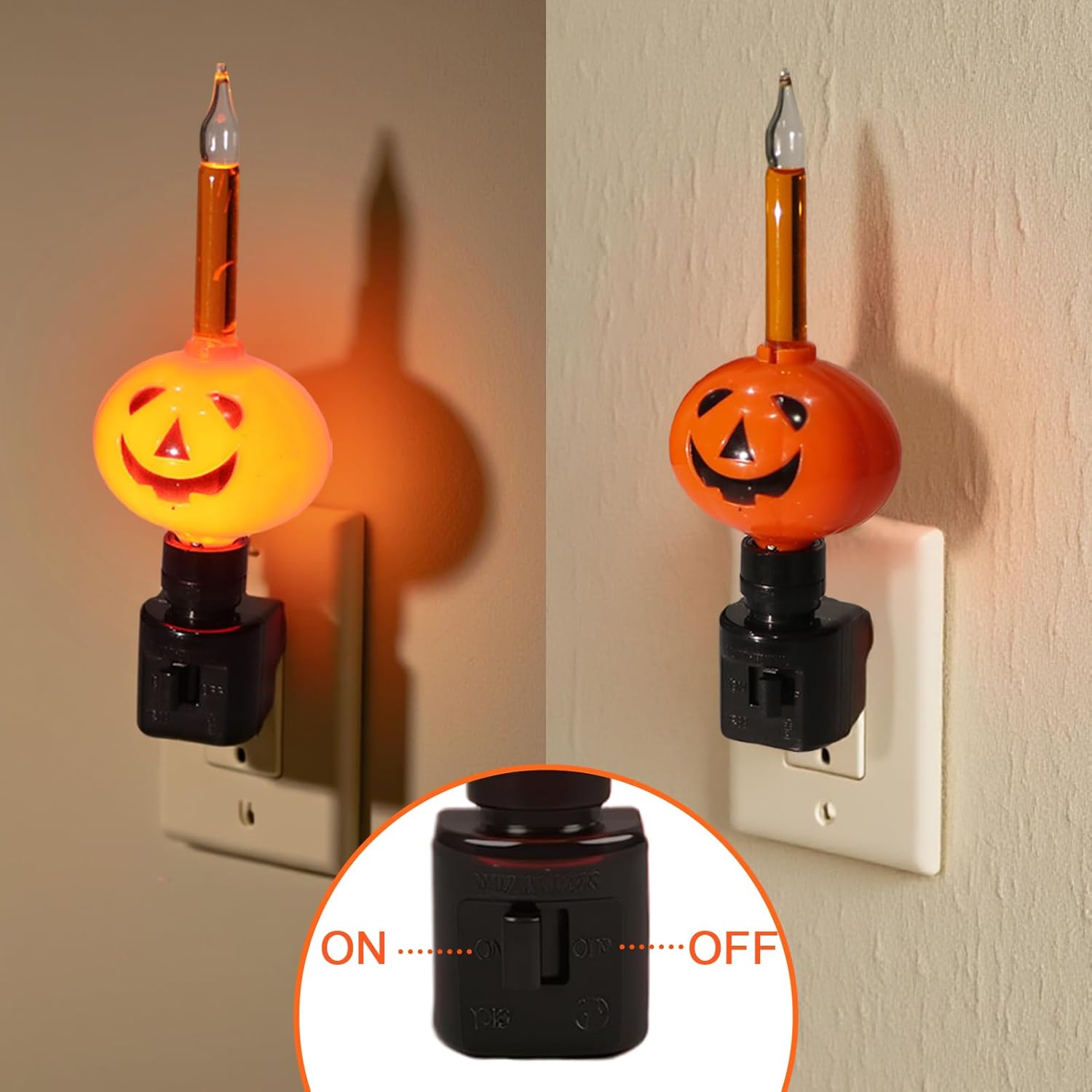 Detalle de Lasumora Pumpkin Bubble Night Light with Swivel Plug and Orange Glitter