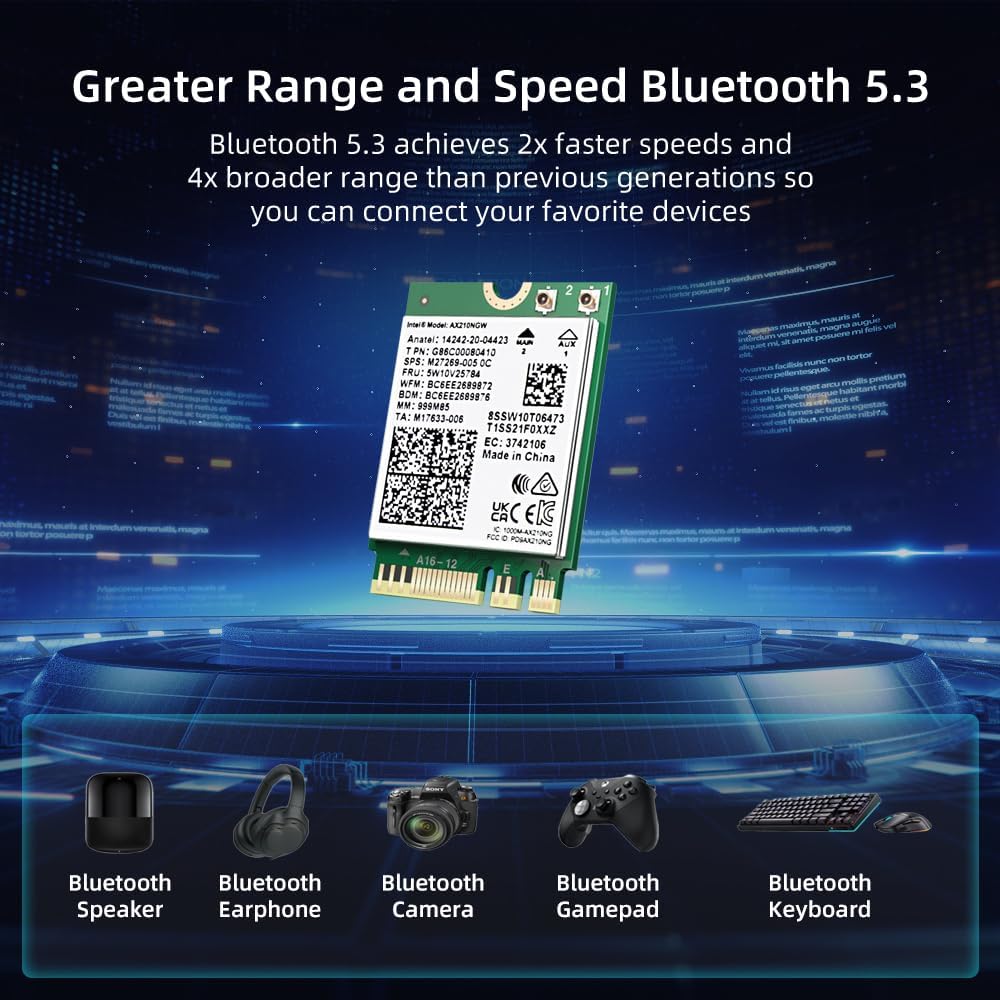 Thumbnail 5 de SYONCON WiFi 6E AX210 NGW laptop WiFi card with Bluetooth 5.3 (M.2 NGFF, tri-band)