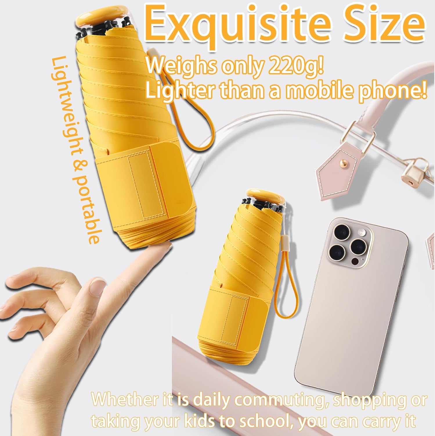 Thumbnail 4 de Mini Travel Folding Umbrella with Micro Button Handle — Ultra-Portable UV Shield for Everyday Use
