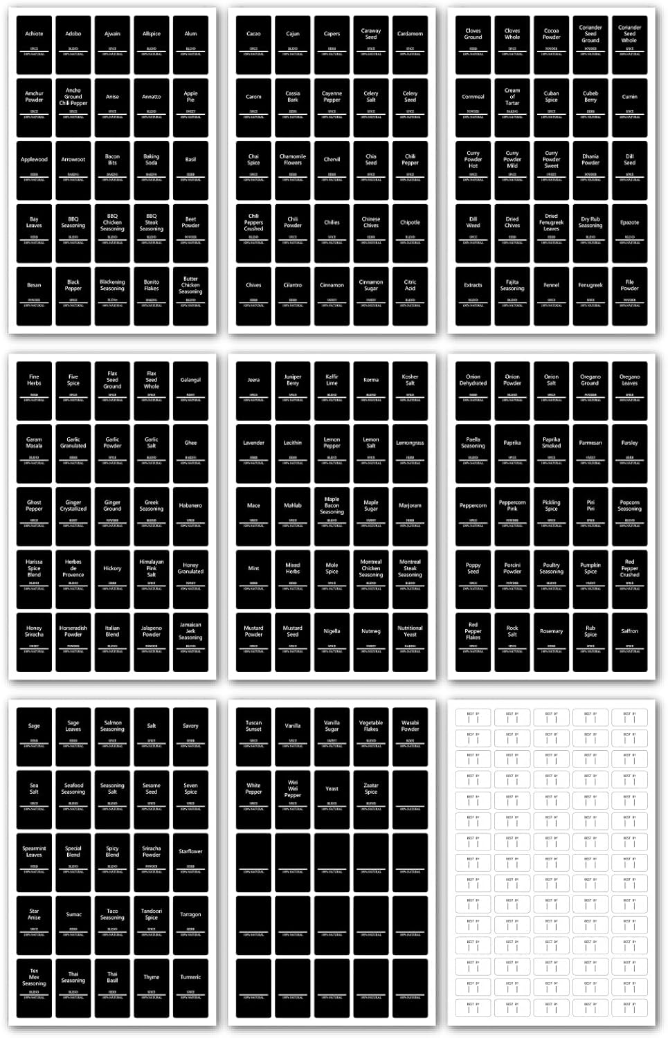 Thumbnail 4 de TrustKK Gewürzglas-Etiketten-Set (275 Stück) – schwarze Aufkleber für Gewürze, 5x3 cm