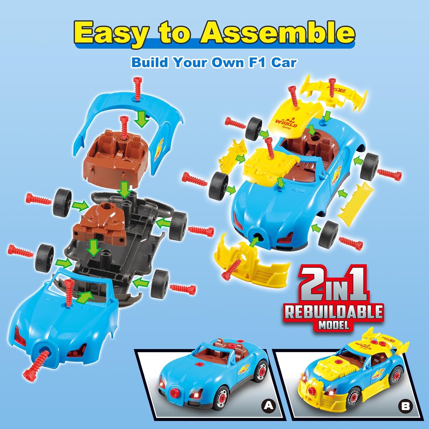 Detalle de Pup Go Take Apart Racing Car Toy – Build, lights and sounds for 3+ year olds