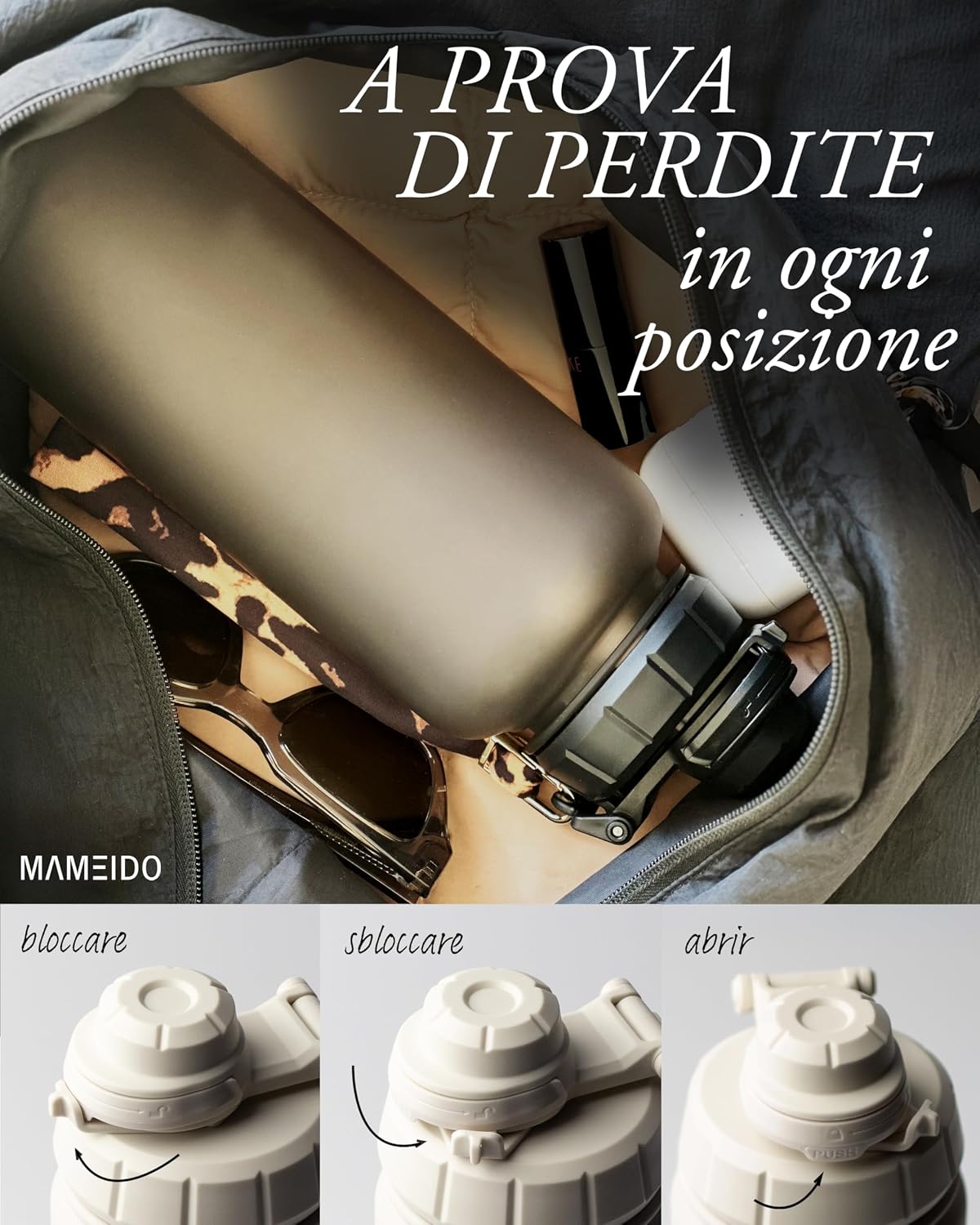 Thumbnail 3 de MAMEIDO borraccia con cannuccia 2 litri motivazionale con indicatore del tempo – Ivory Beige