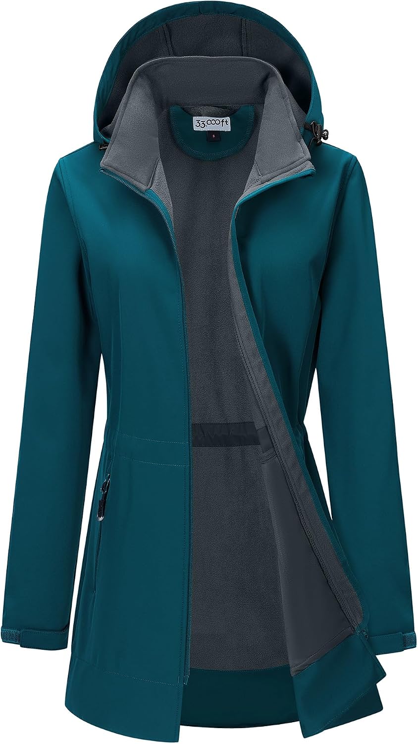 Detalle de 33,000ft Women's Waterproof Softshell Jacket with Fleece Lining and Removable Hood