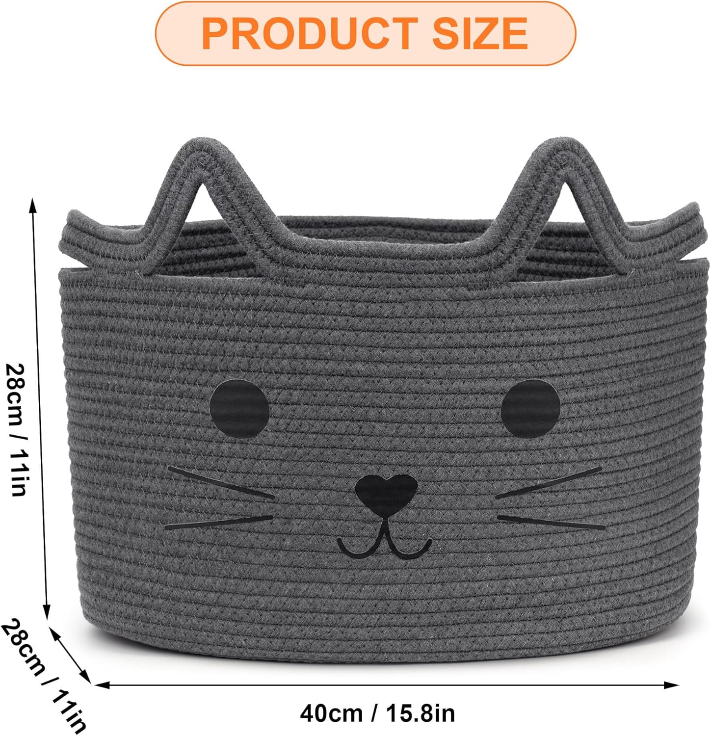 Detalle de Goodheim Cesto portaoggetti in cotone gatto grigio