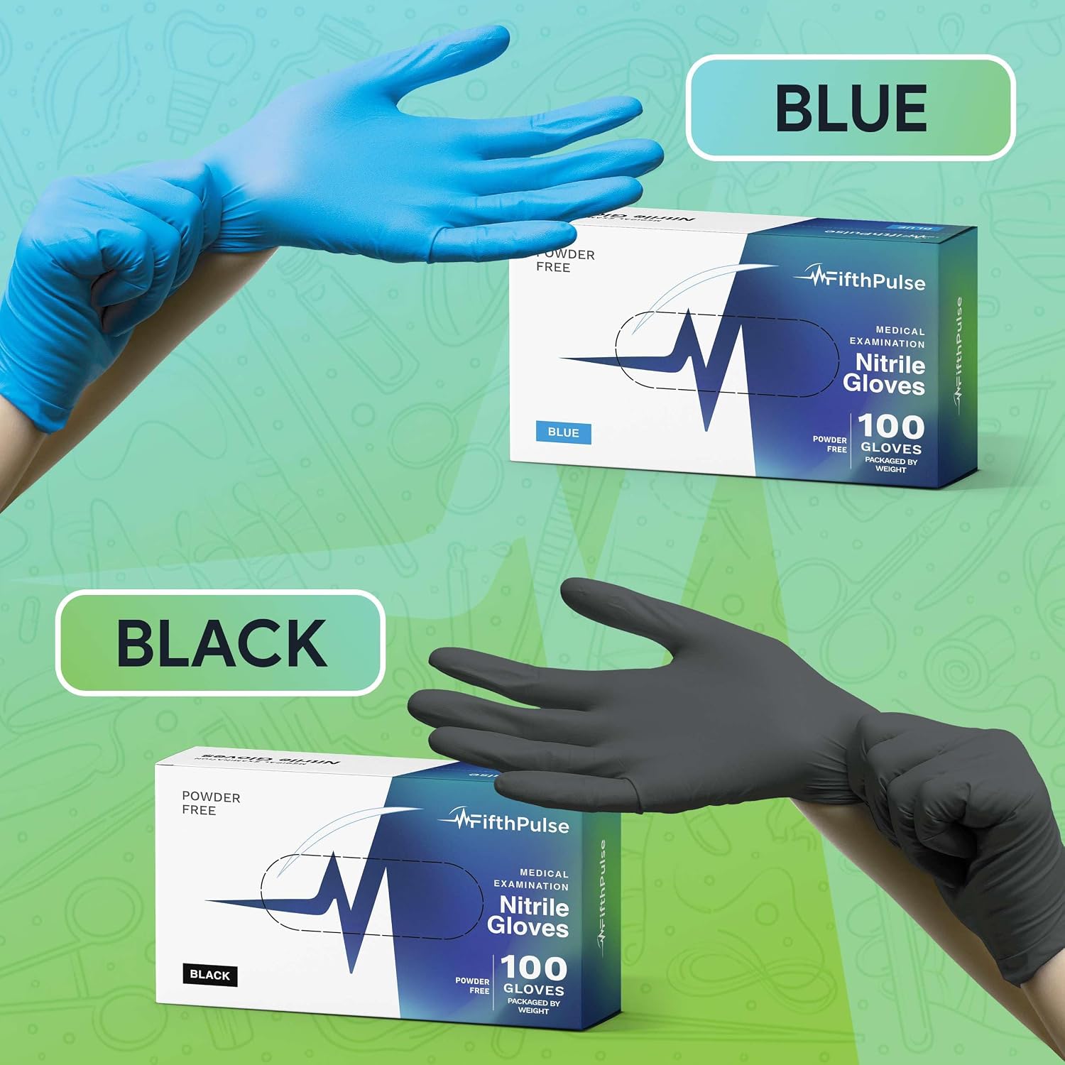 Thumbnail 4 de FifthPulse Blue Nitrile Exam Gloves – Large, 1000 Count (Case of 10 Boxes)