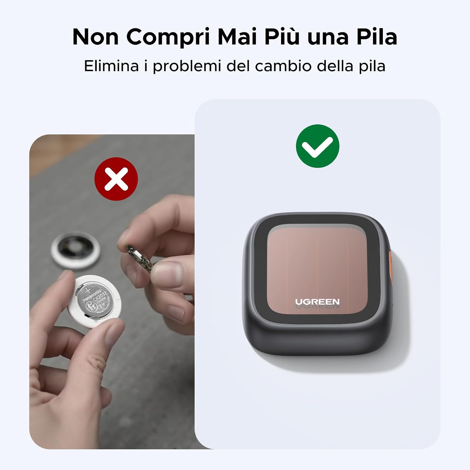 Detalle 2 de UGREEN FineTrack Pro Smart Finder: Localizzatore IP68 con ricarica solare per chiavi, bagagli e oggetti