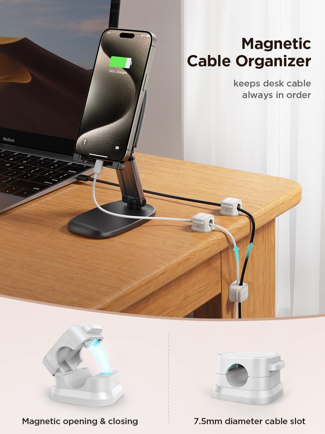 Detalle de JOYROOM 6 Pack Cable Tidy Clips 7.5mm