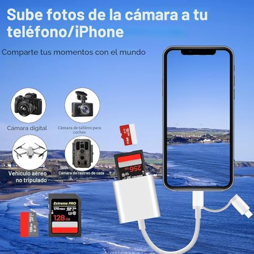 Thumbnail 3 de Clomnpe Lector Tarjetas SD iPhone/USB C: lector 2 en 1 con ranura SD/TF y transmisión bidireccional